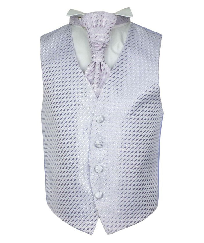 Ensemble Gilet à Motifs, Cravate et Mouchoir pour Garçons - Lilas