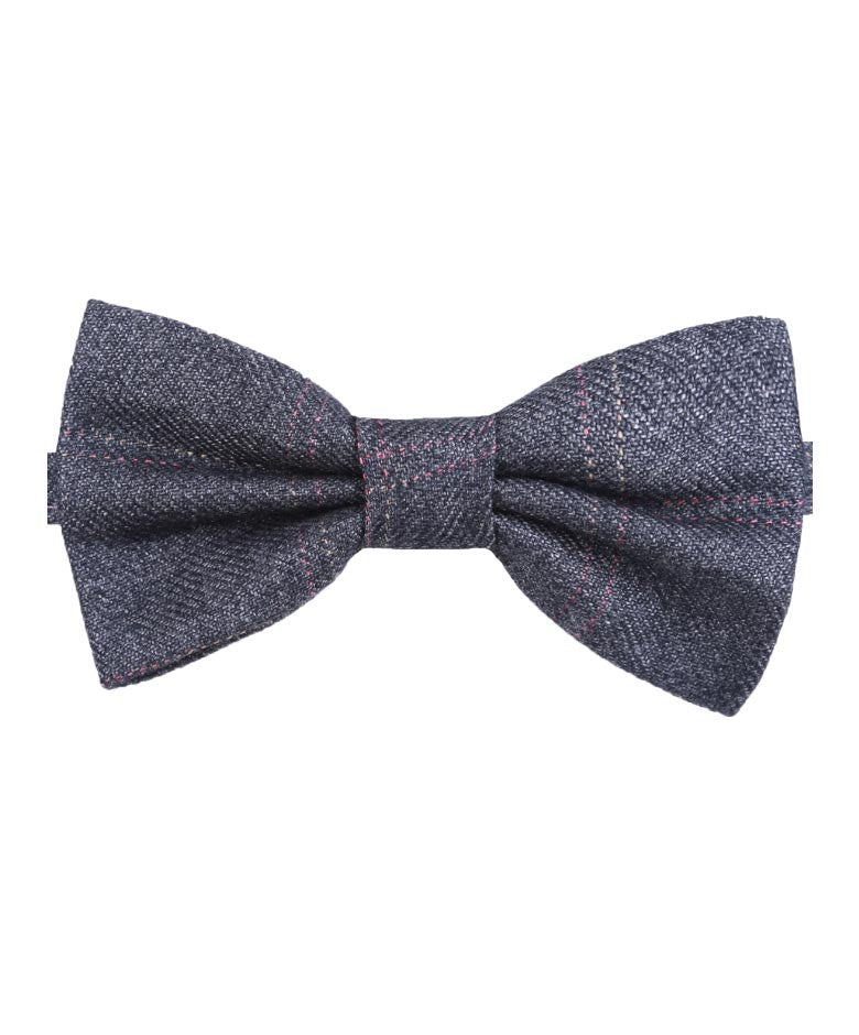 Boys & Men's Tweed Check Bow Tie Set - Charcoal Grey