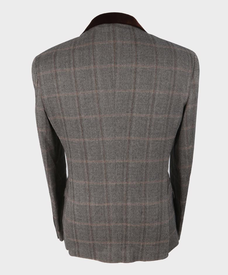 Veste de costume rétro en tartan pour hommes - Connall Brown - Marron