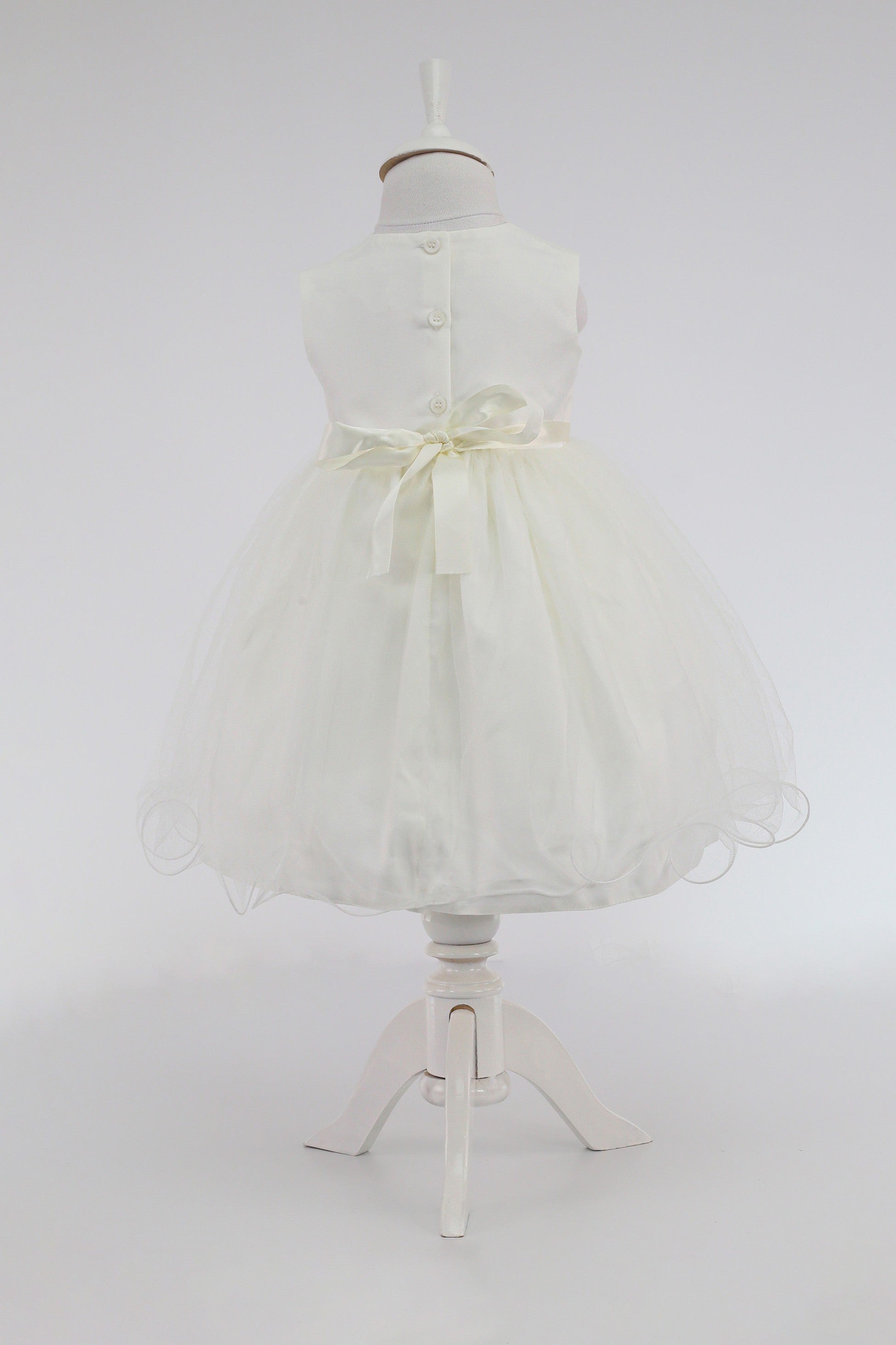 Baby Mädchen Kleid mit Spitzen Overlay Jacke - B1201 - Elfenbein