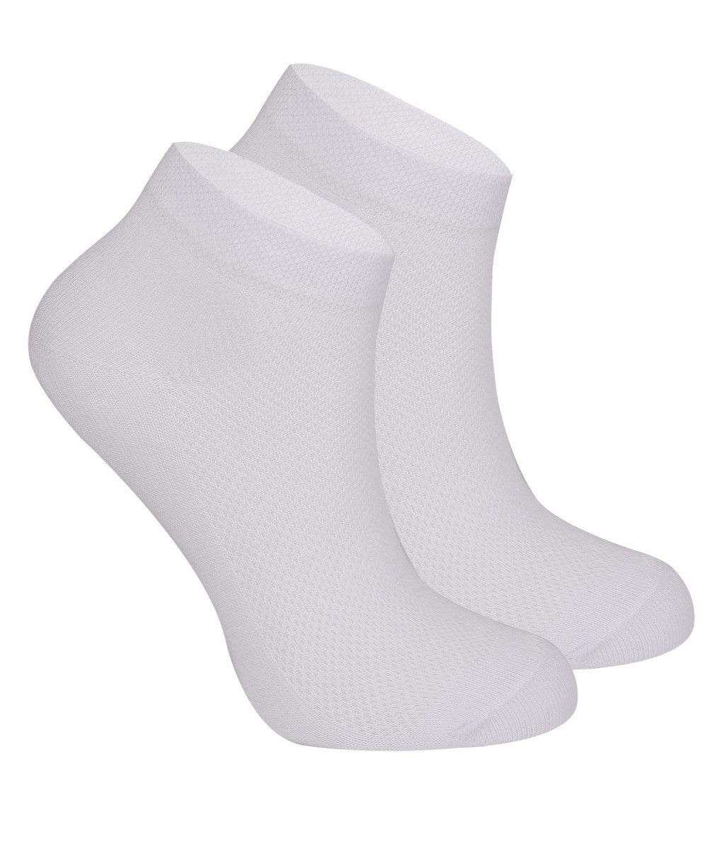 Unisex Stretch Cotton Ankle Socks, for Boys & Girls - White