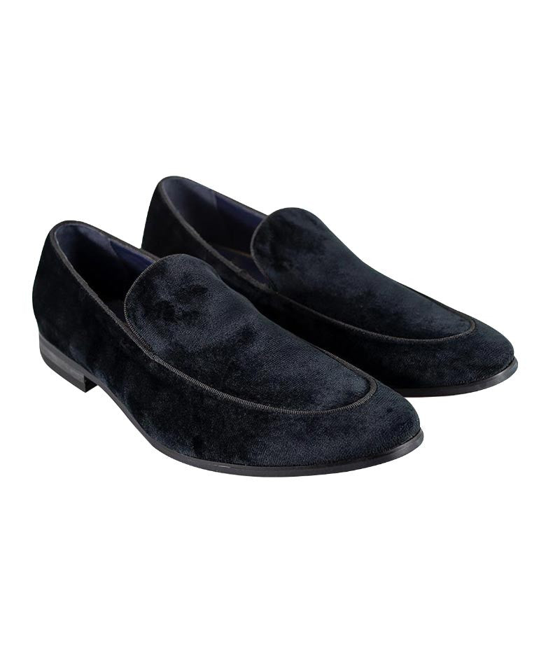 Men's Italian Couture Velvet Slip On Loafer - MILAN - Black