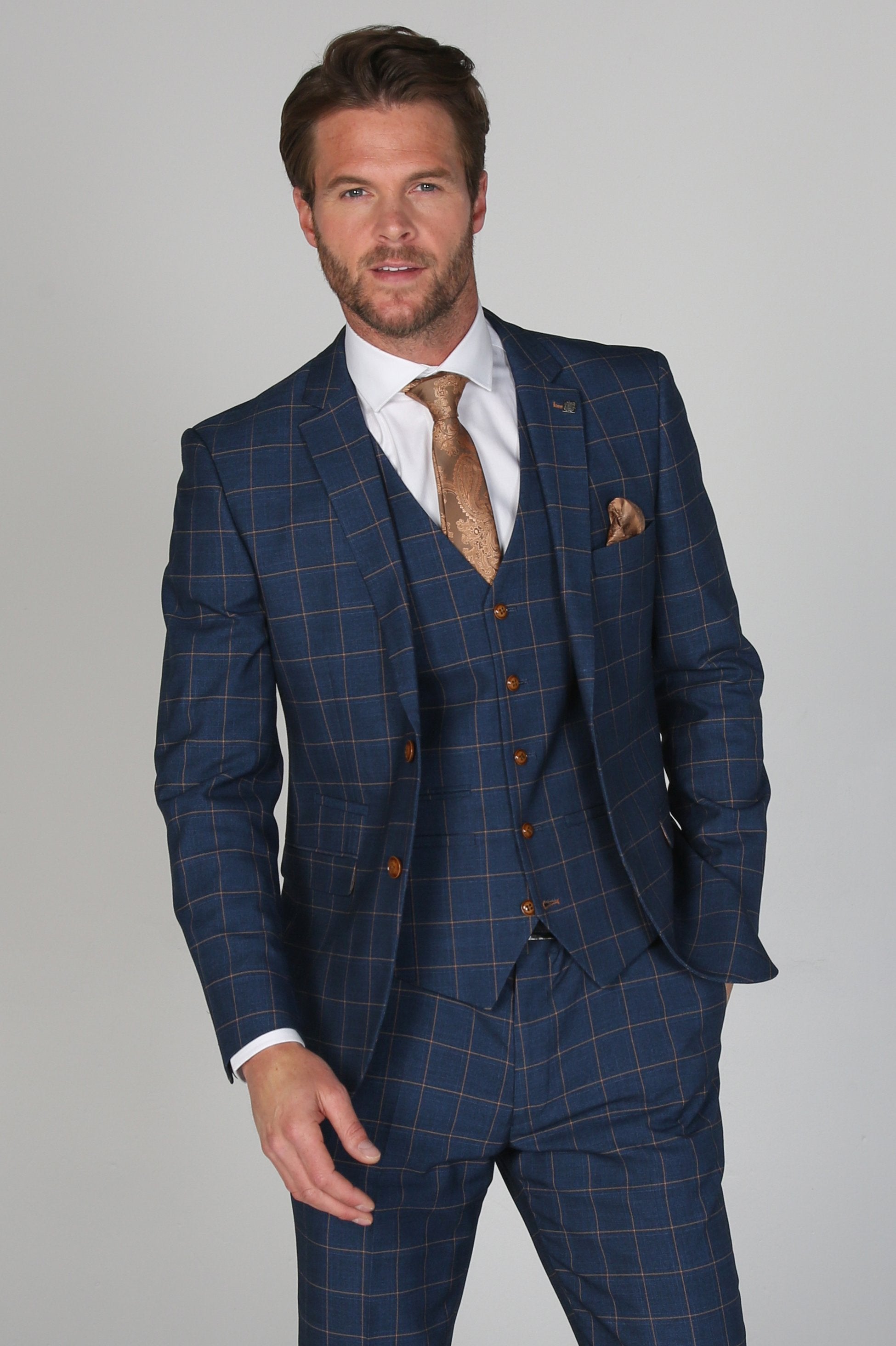 Costume à Motif Windowpane Tailleur pour Homme - HAMLEYS - Bleu Bleuet