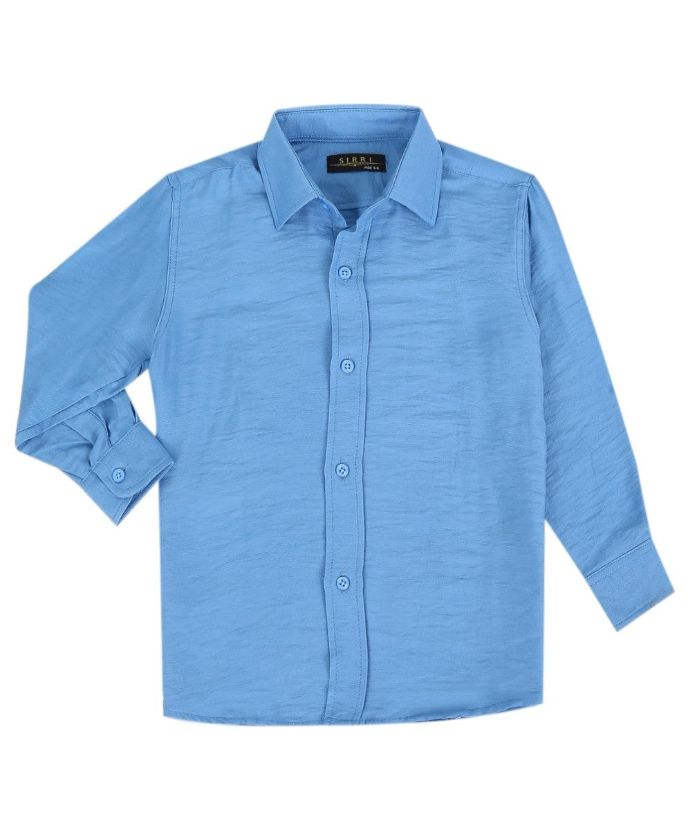 Chemise Classique en Coton et Lin pour Garçons - Bleu Bébé