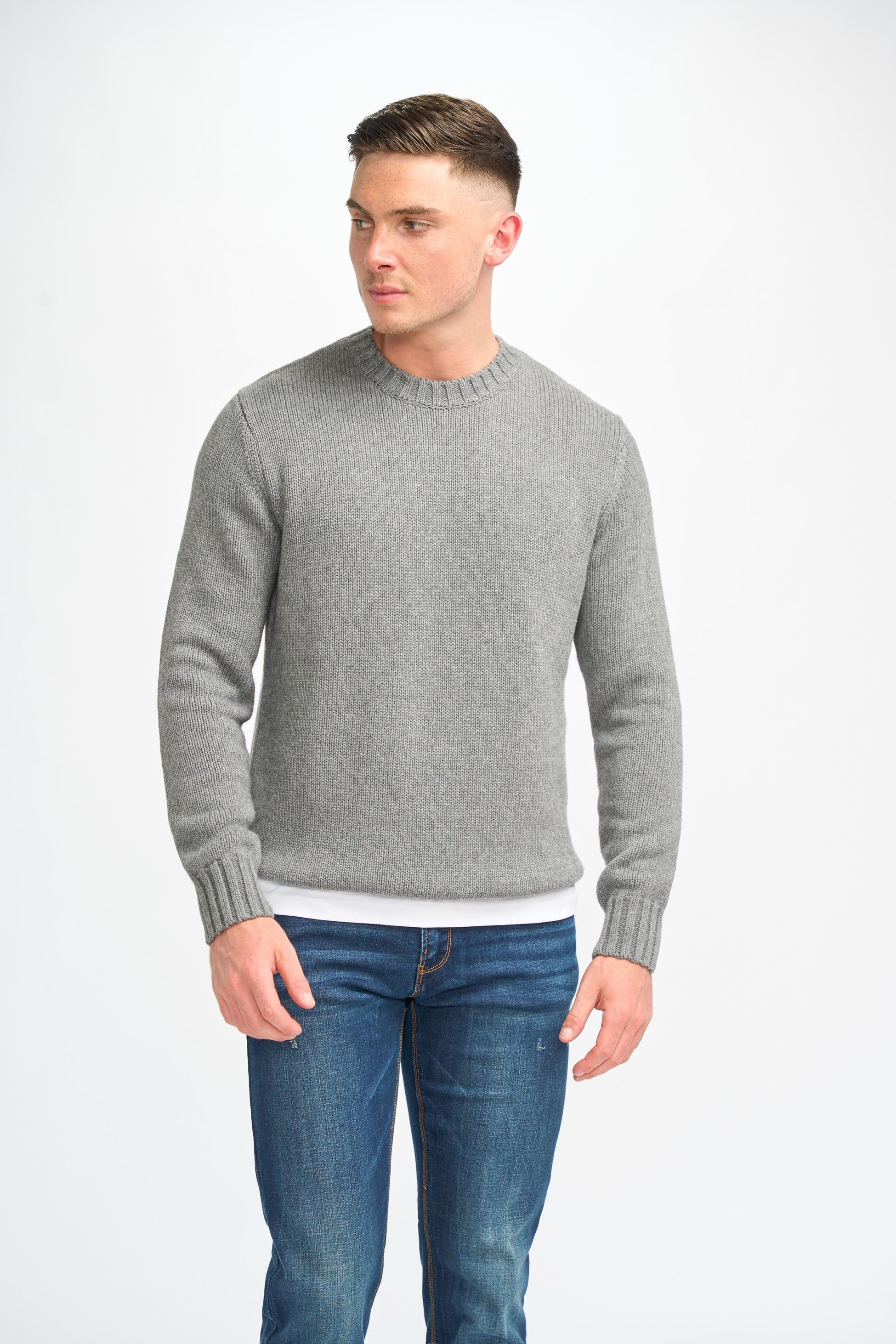 Pull classique en laine pour hommes - FARREL - Gris