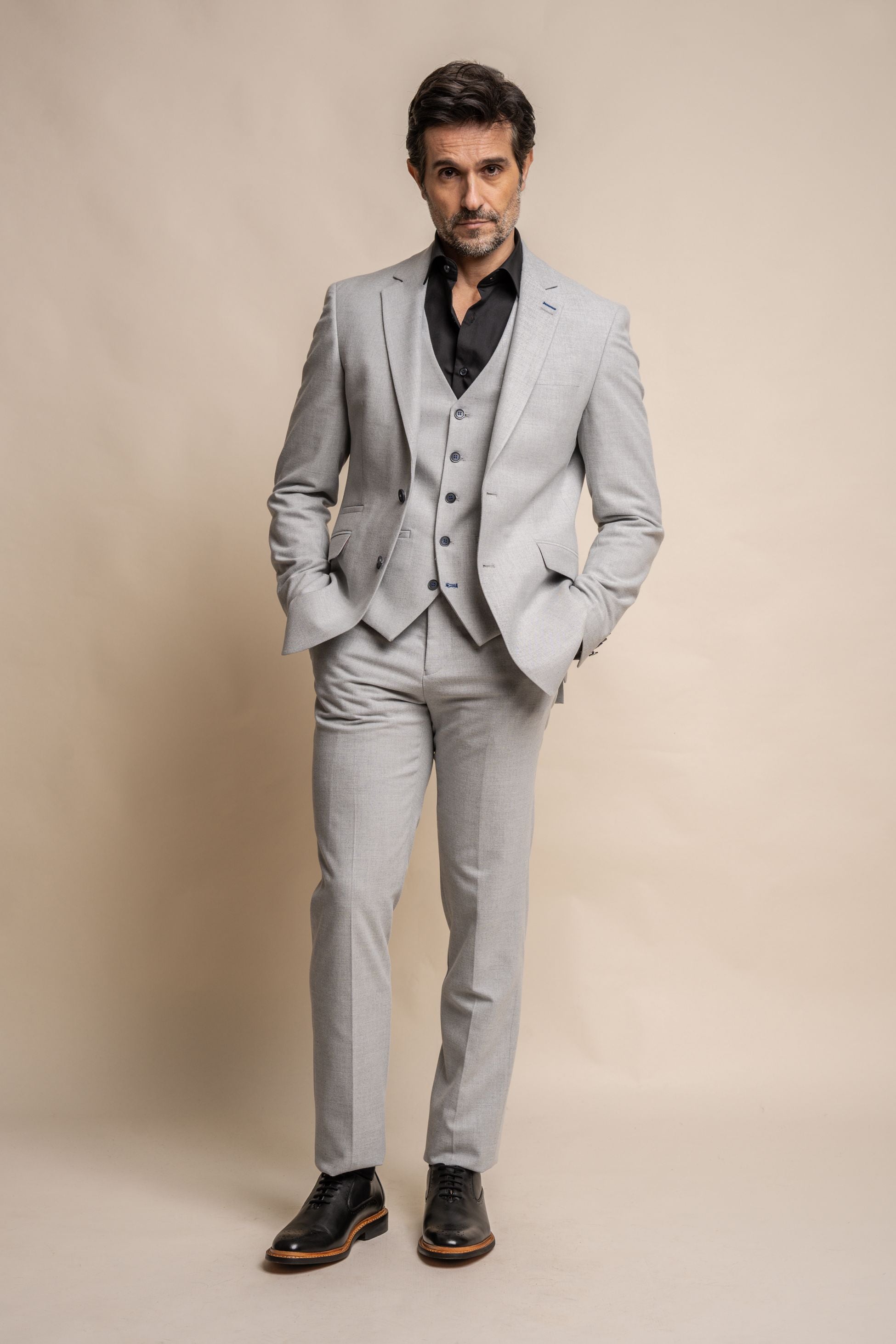 Men's Tweed Slim Fit Formal Suit - FURIOUS Ivory - Ivory