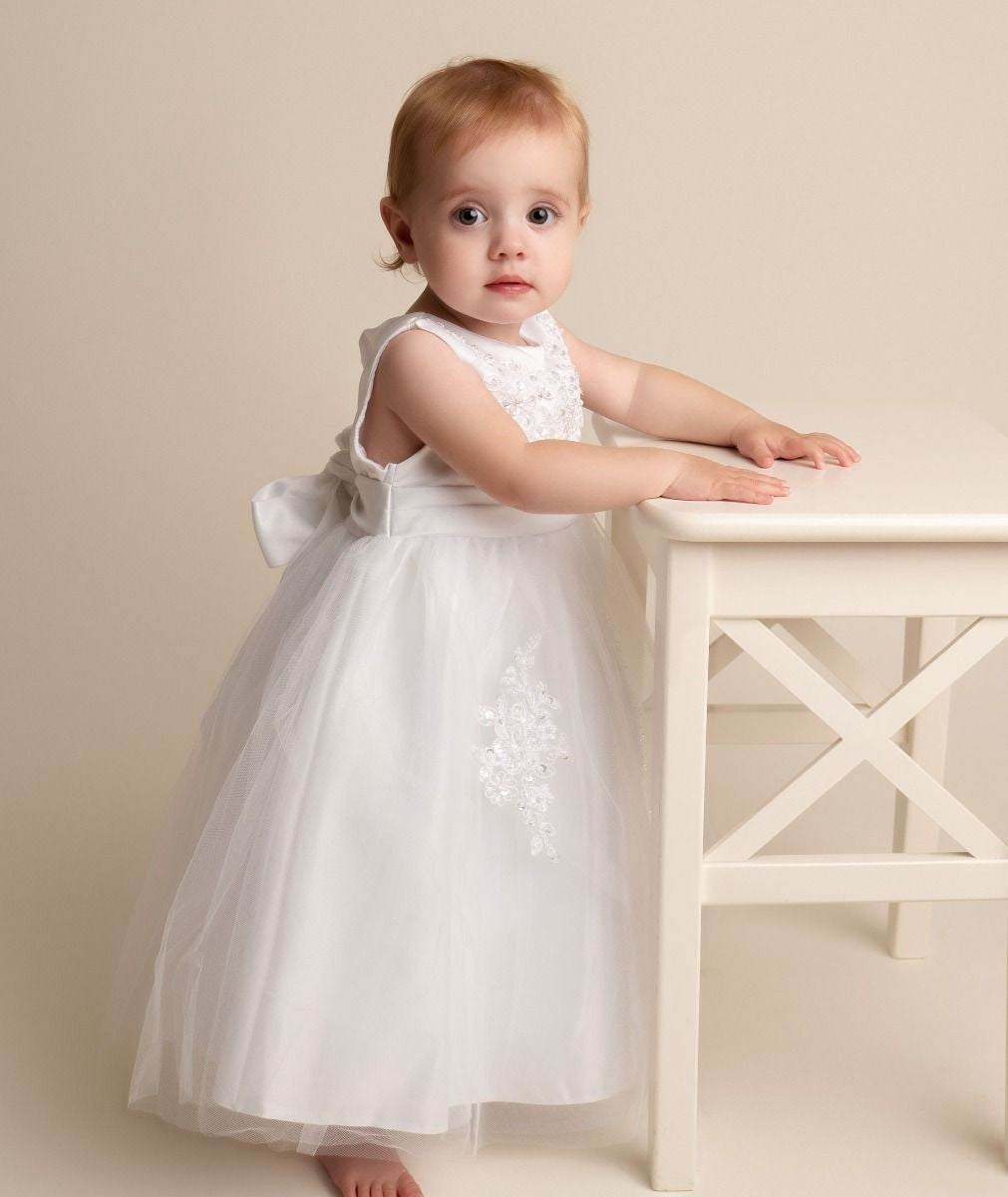 Robe de baptême en dentelle pour bébés filles - LAYLA - Blanc