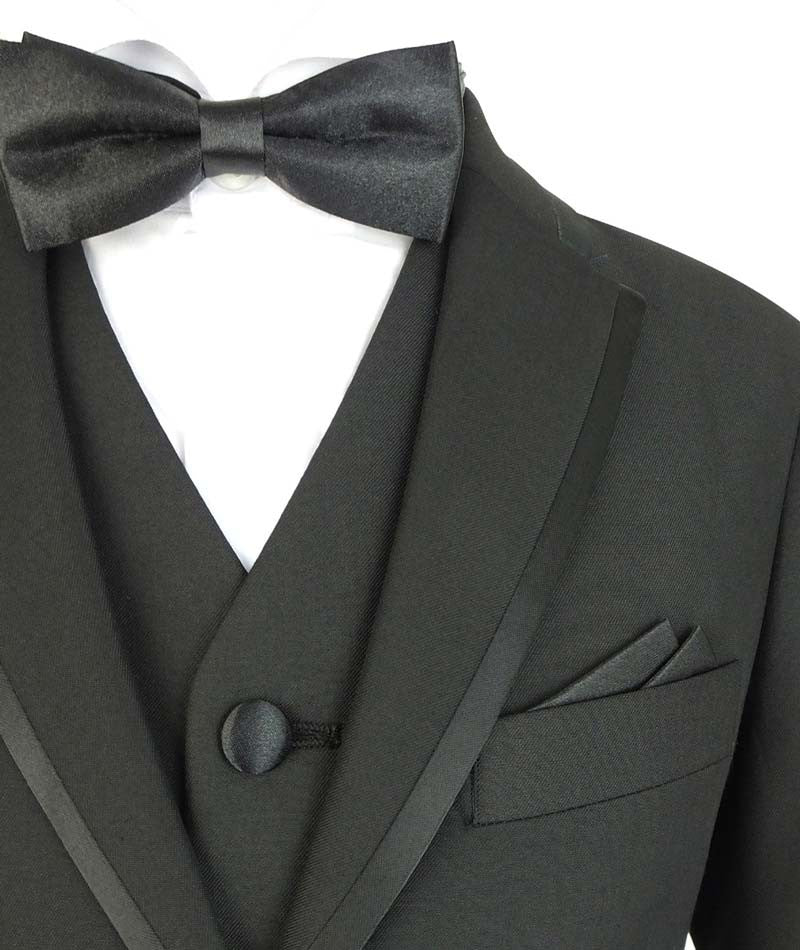 Costume de Smoking à Passepoil Slim Fit pour Garçons - Noir