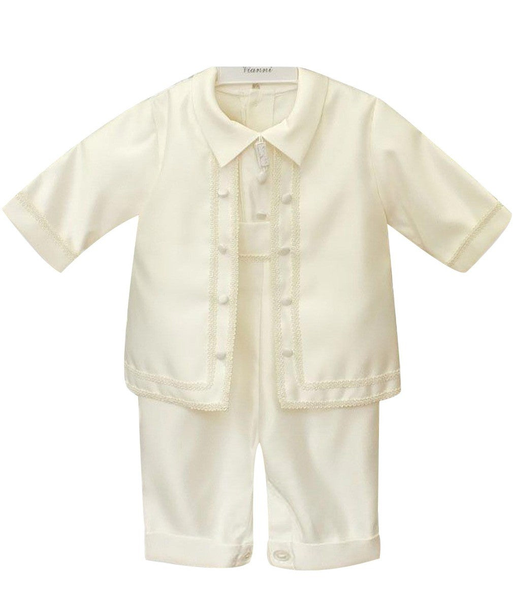 Baby Boys All In One Christening Suit - Ivory