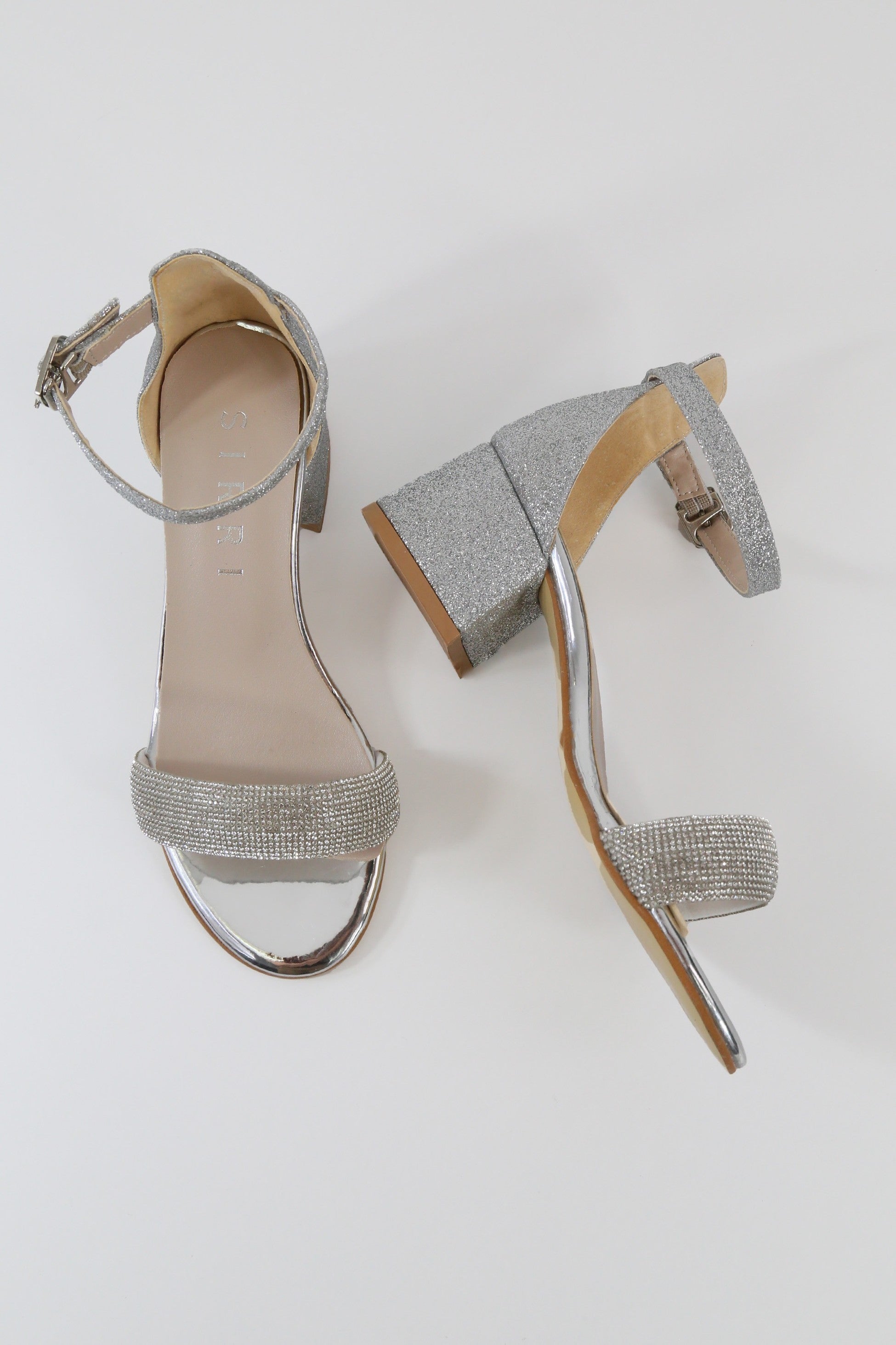 Mädchen Strass Blockabsatz Sandalen - LARA - Silber