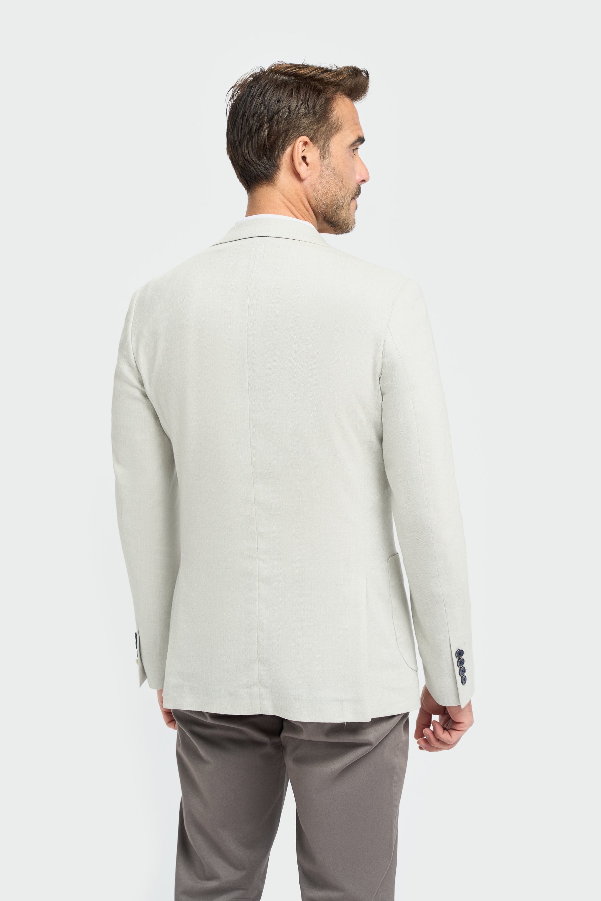 Herren Leinen Fischgräten Patch Pocket Blazer - Luigi - Schiefergrau