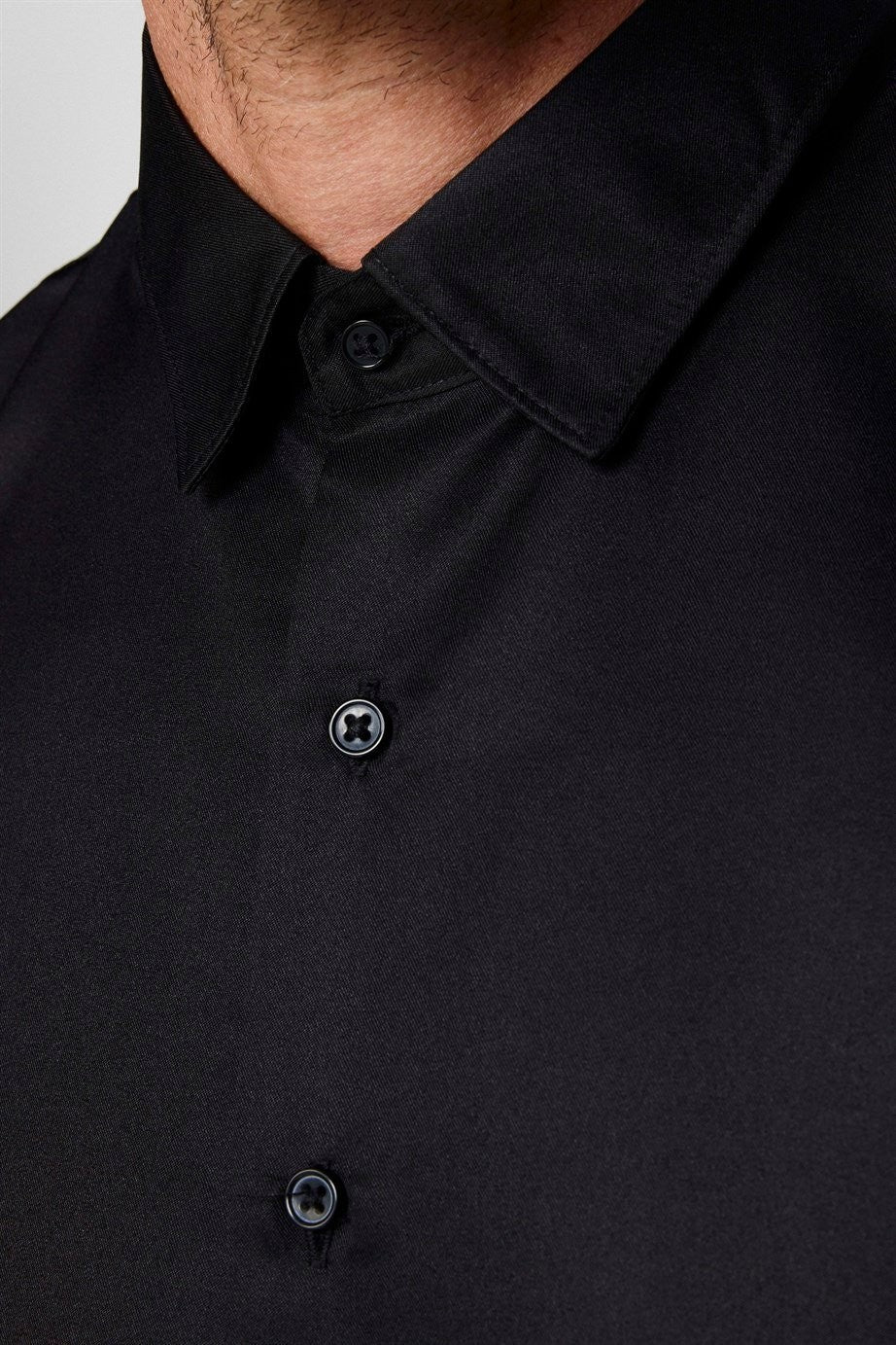 Chemise habillée à manches longues ajustée - POLY - Noir