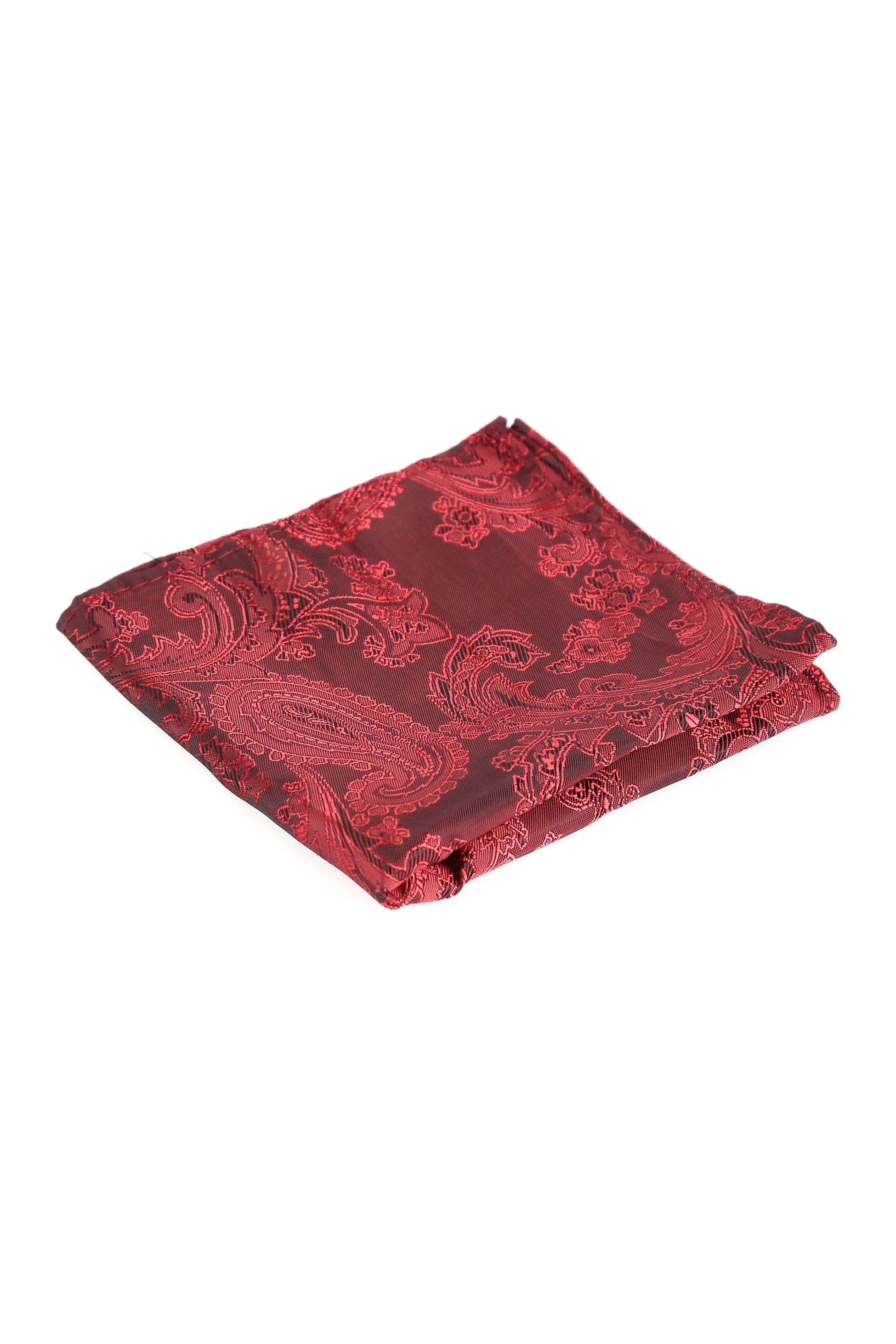 Ensemble cravate et boutons de manchette paisley pour hommes - Rouge