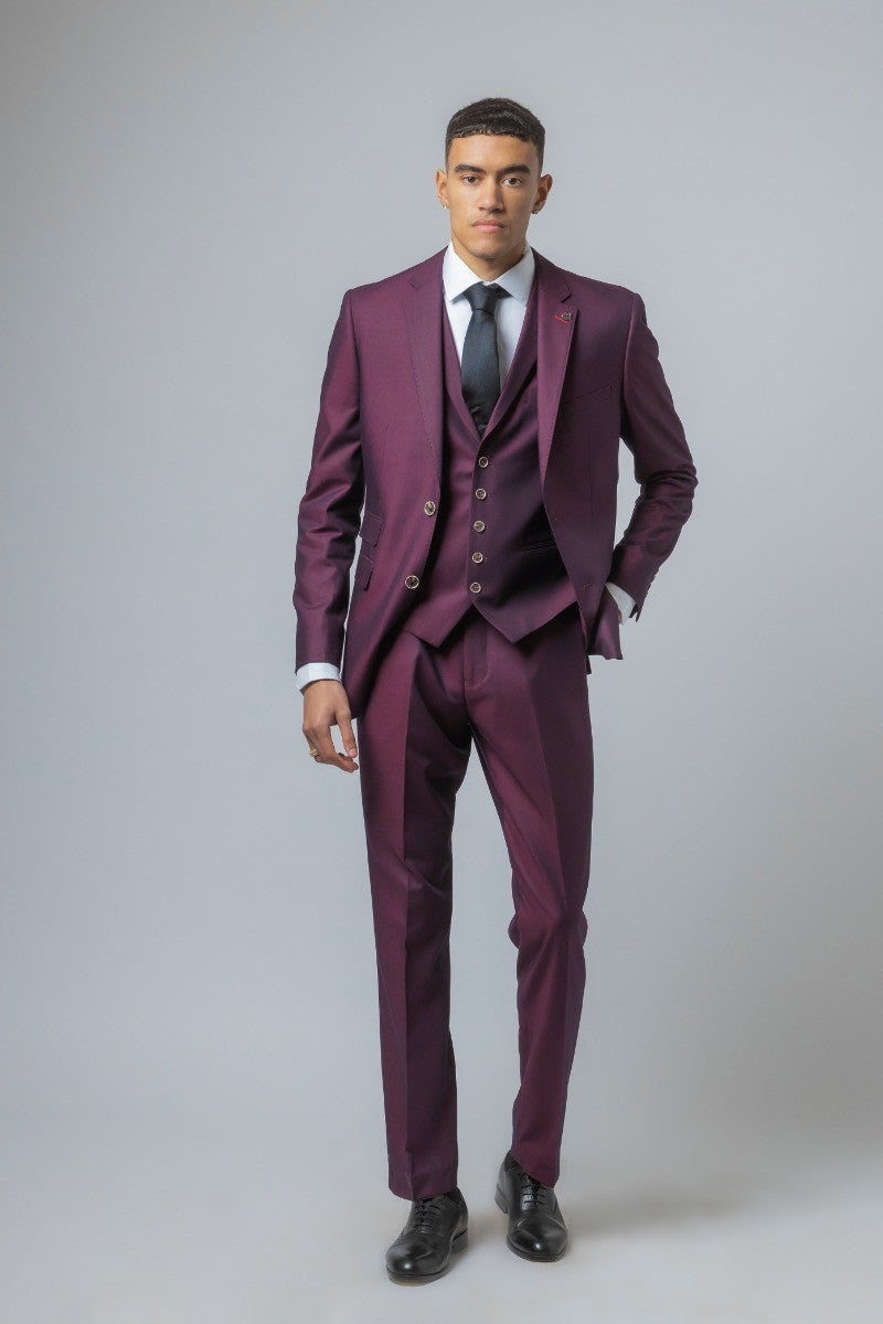 Costume ajusté bordeaux pour hommes - Lincoln - Bourgogne