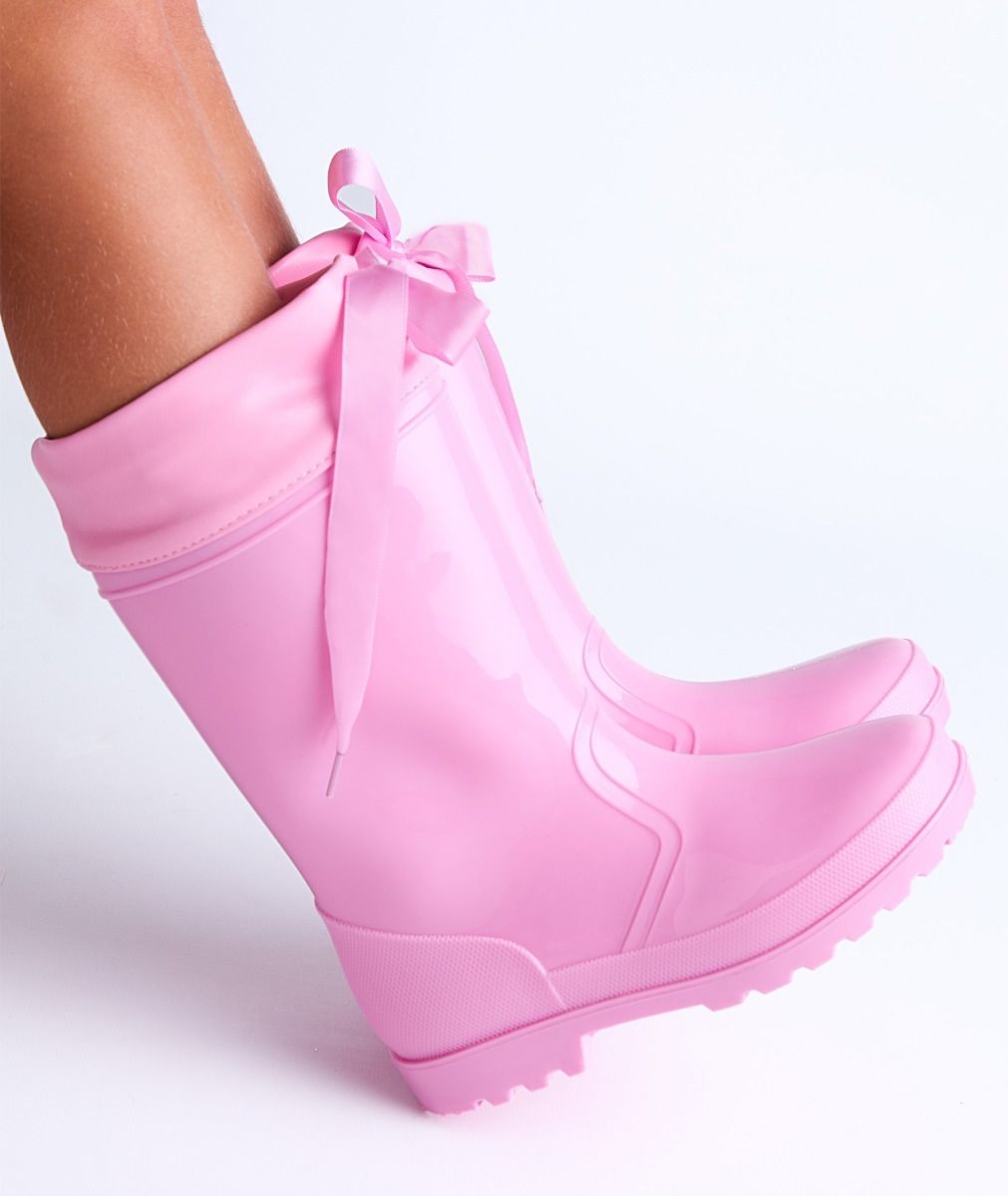 Mädchen Ripsband Gummistiefel, wasserdichte Gummistiefel - DALLAS - Rosa