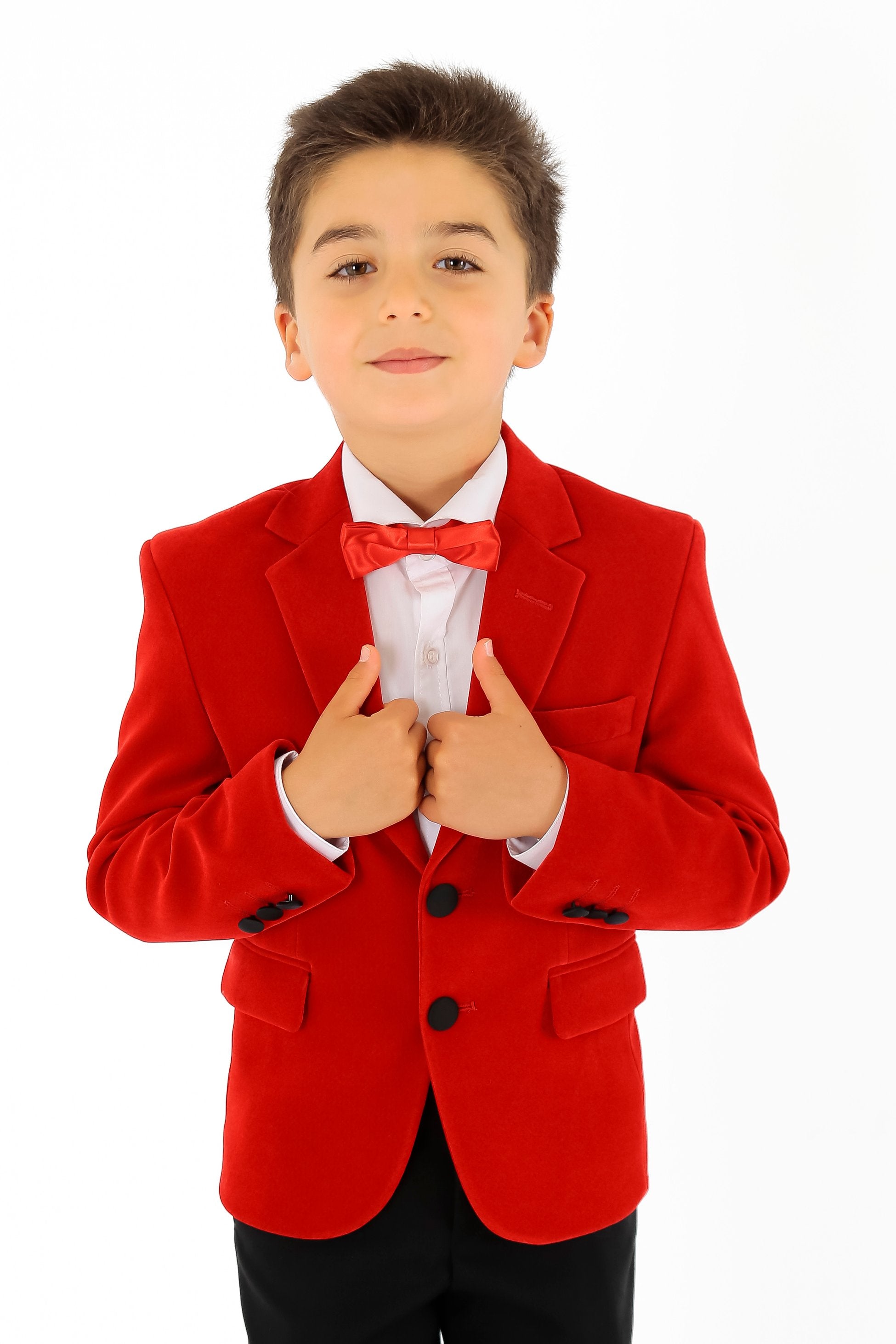 Jungen Samt Slim Fit Formal Blazer - Hackney - Rot