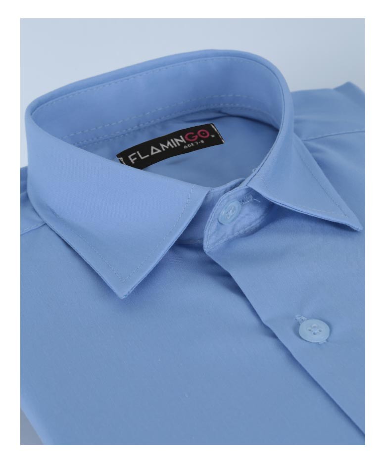 Boys Cotton Blend Formal Shirt - Sky Blue