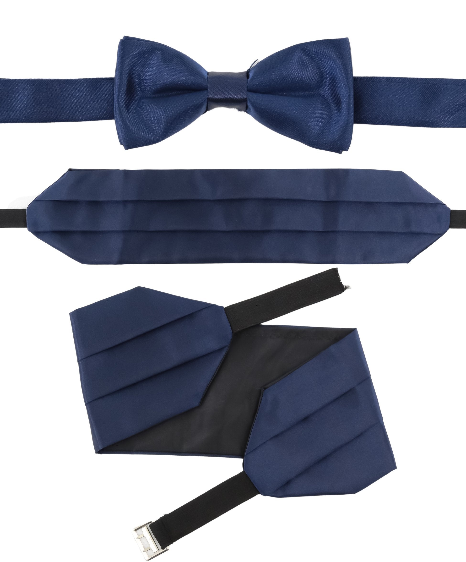 Jungen Satin Cummerbund & Fliegen-Set - Navyblau