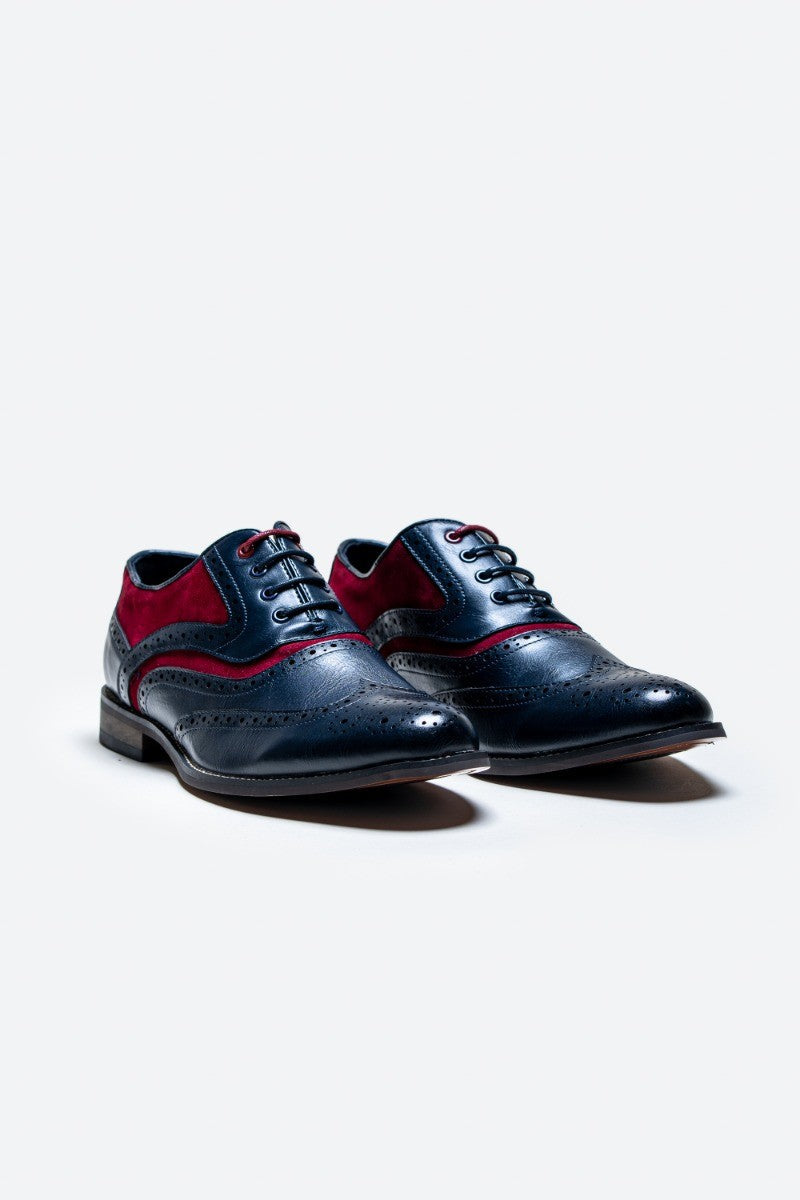 Chaussures habillées brogue à lacets pour hommes - Russel - Marine Rouge