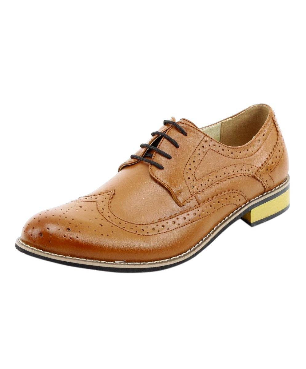 Herren Schnürsenkel Leder Wingtip Brogue Schuhe - Hellbraun