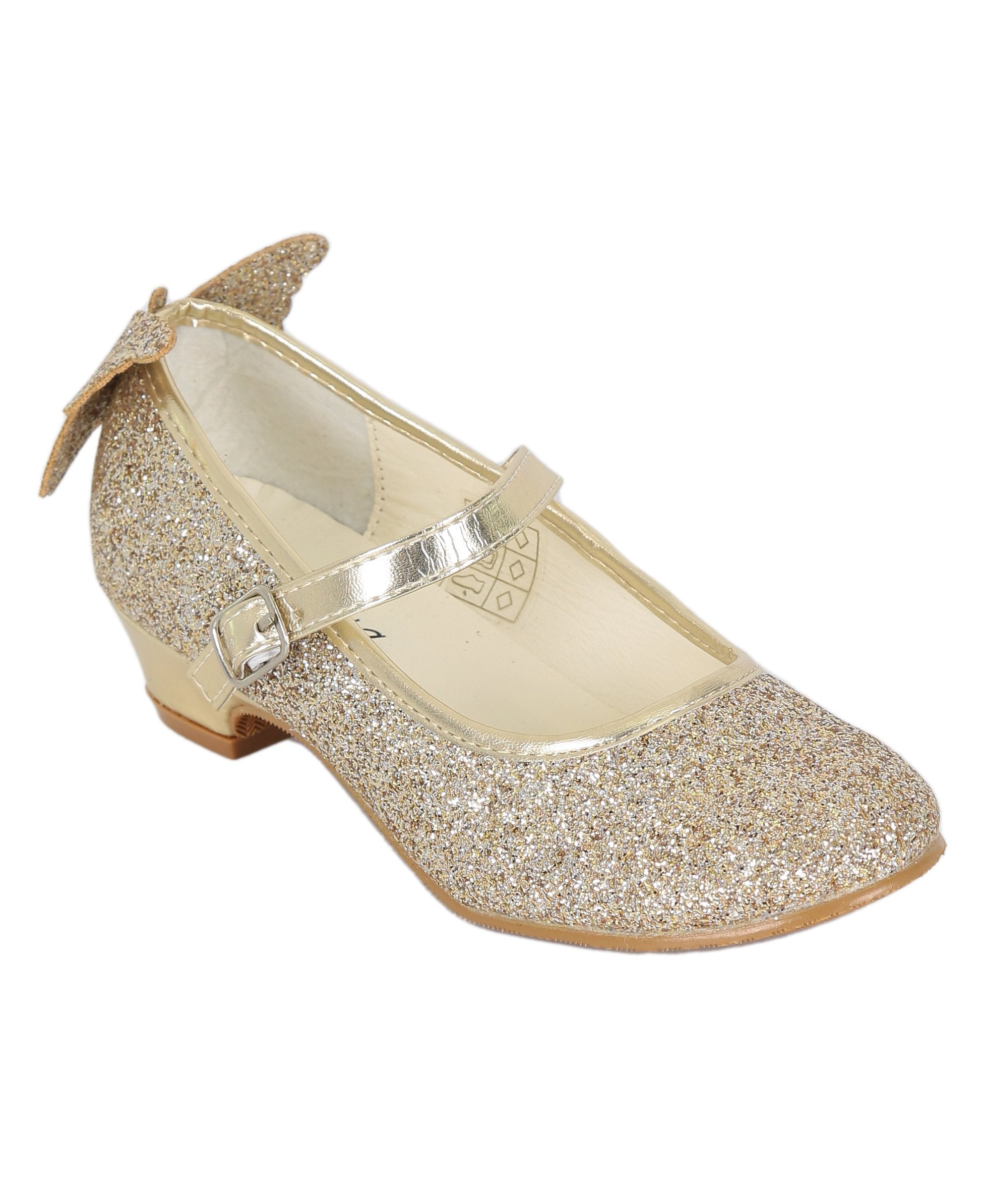 Girls' Sparkly Medium Heel Mary Jane Ankle Strap Shoes - ANNA - Gold