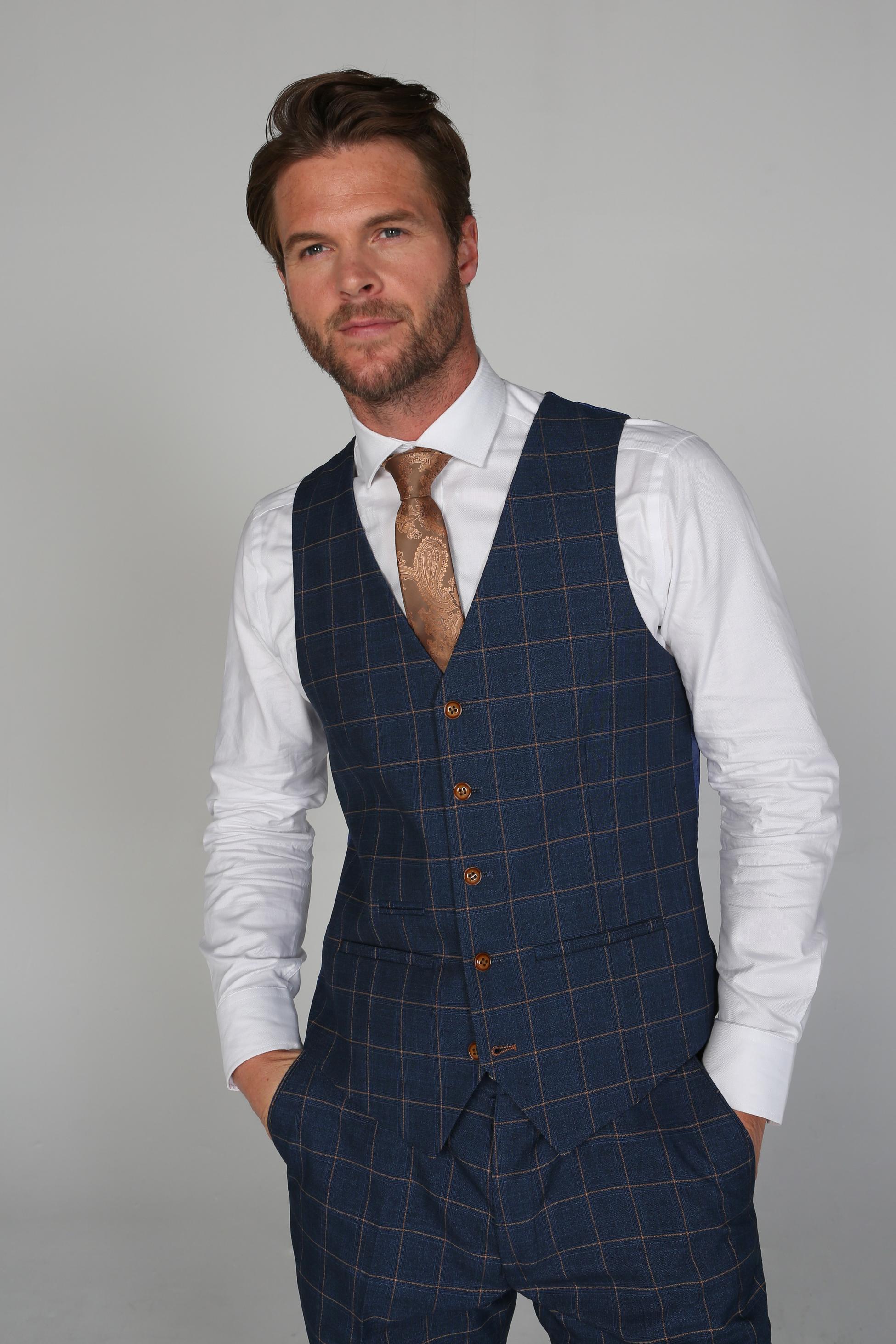 Gilet à Motif Windowpane pour Homme - HAMLEYS - Bleu Marine