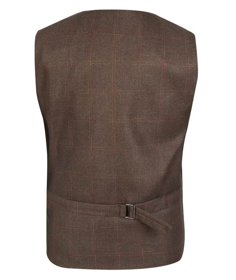 Ensemble Gilet en Tweed à Motif Check pour Hommes et Garçons - Marron - Brun