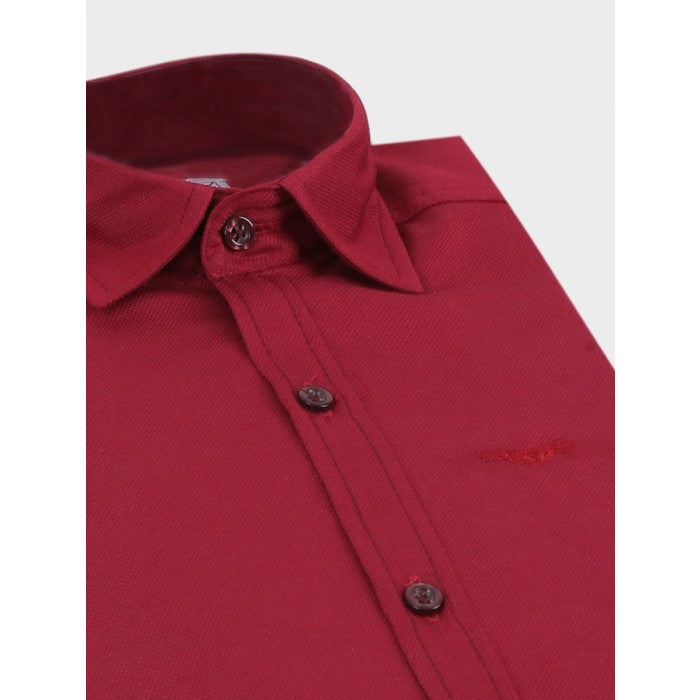 Boys Cotton Slim Fit Oxford Shirt - RYAN - Burgundy