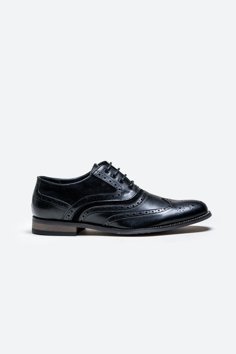 Chaussures habillées brogue à lacets pour hommes - Russel - Noir