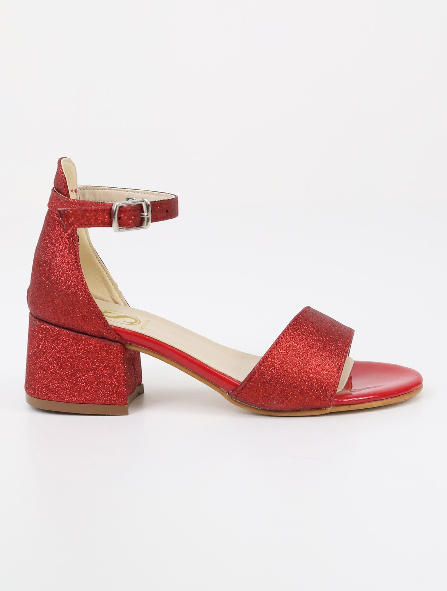 Mädchen Knöchelriemen Blockabsatz Sandalen - SPARKLE - Rot