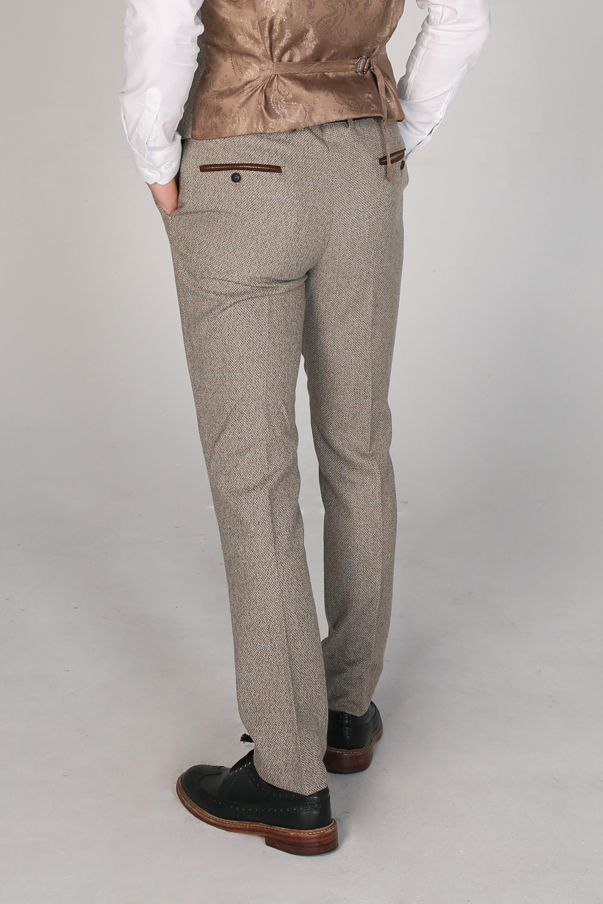 Herren Tweed Maßgeschneiderte Hose - RALPH Beige - Beige