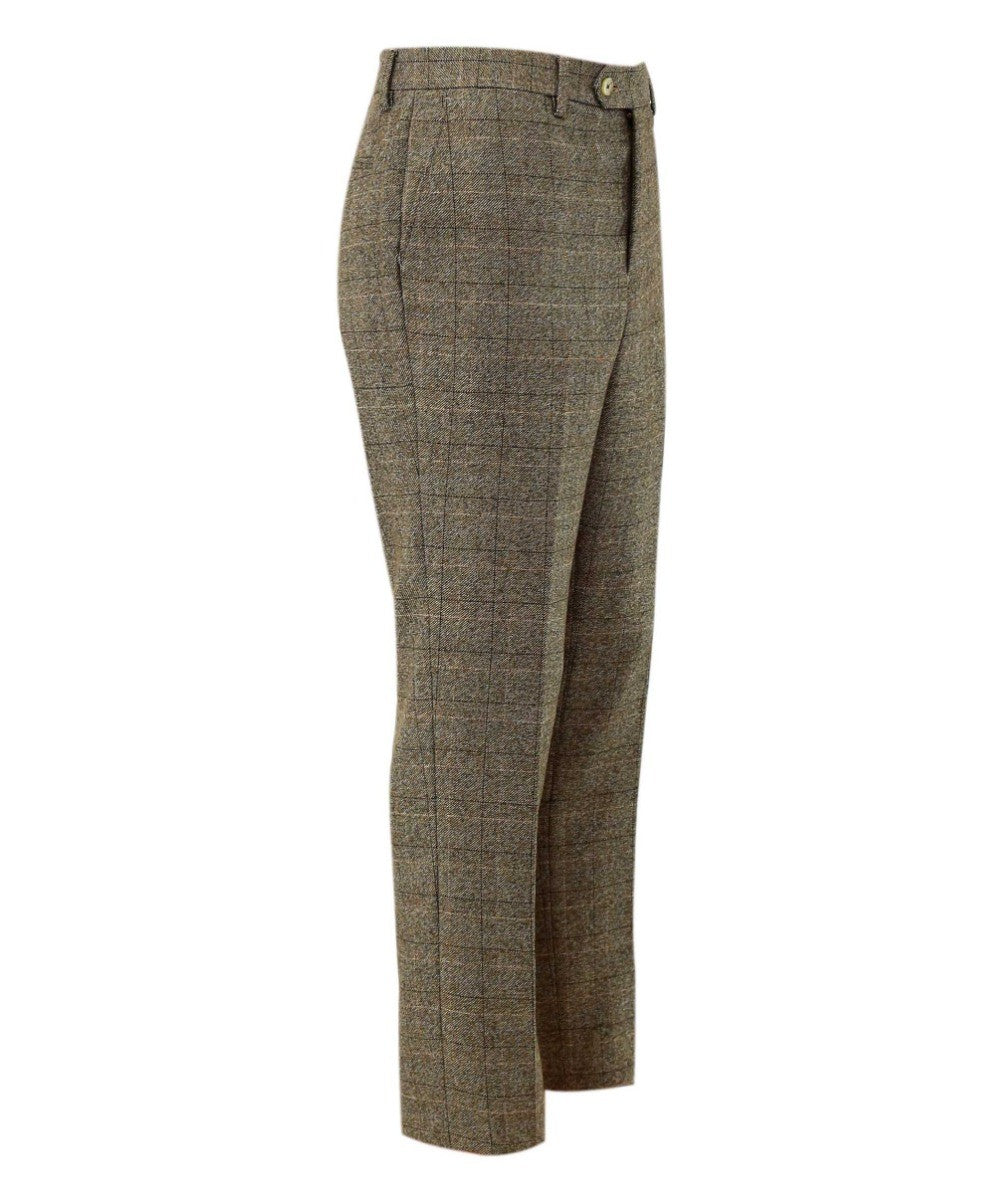 Herren Tweed Fensterrahmen Karo Hose - MARCELLO DANIEL 5471T BEIGE - Beige