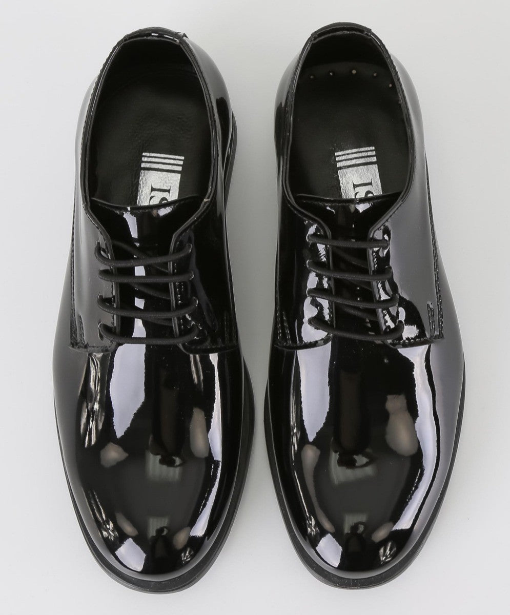 Boys Derby Patent Lace Up Formal Shoes - Black