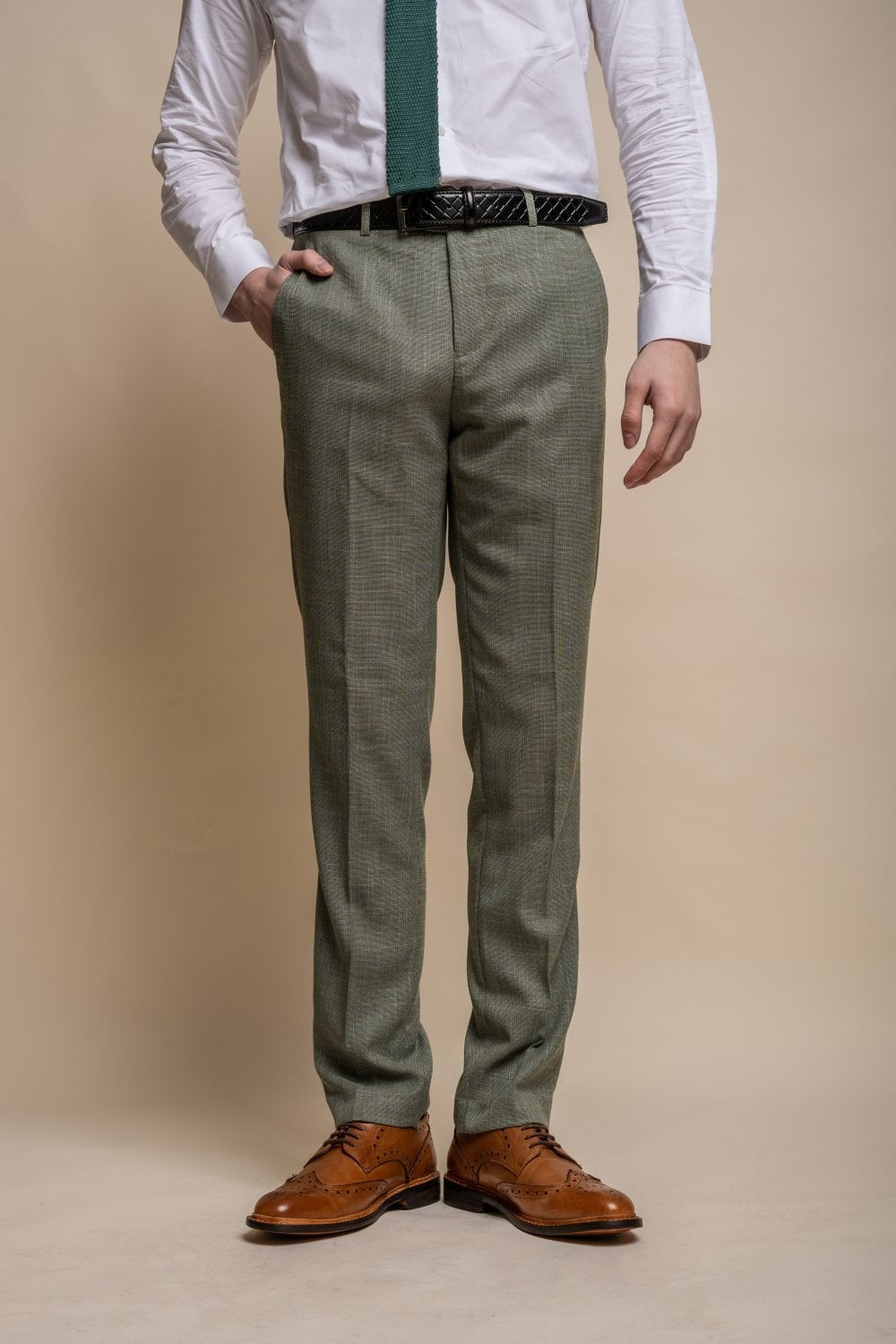 Pantalon formel ajusté pour hommes - MIAMI - Vert Sauge