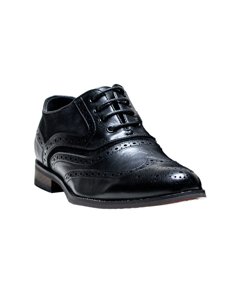 Chaussures habillées brogue à lacets pour hommes - Russel - Noir