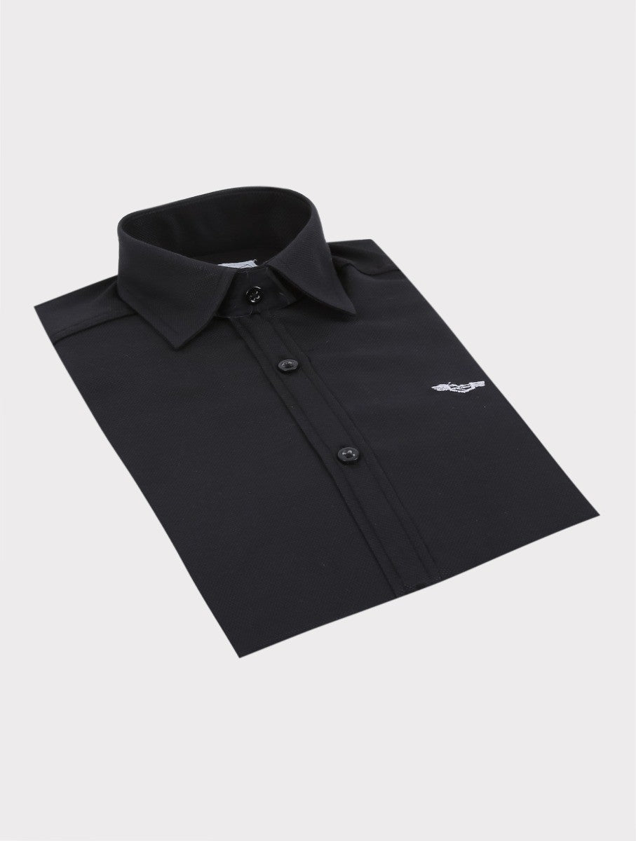 Chemise en Coton Slim Fit à Manches Longues pour Garçons - RYAN - Noir