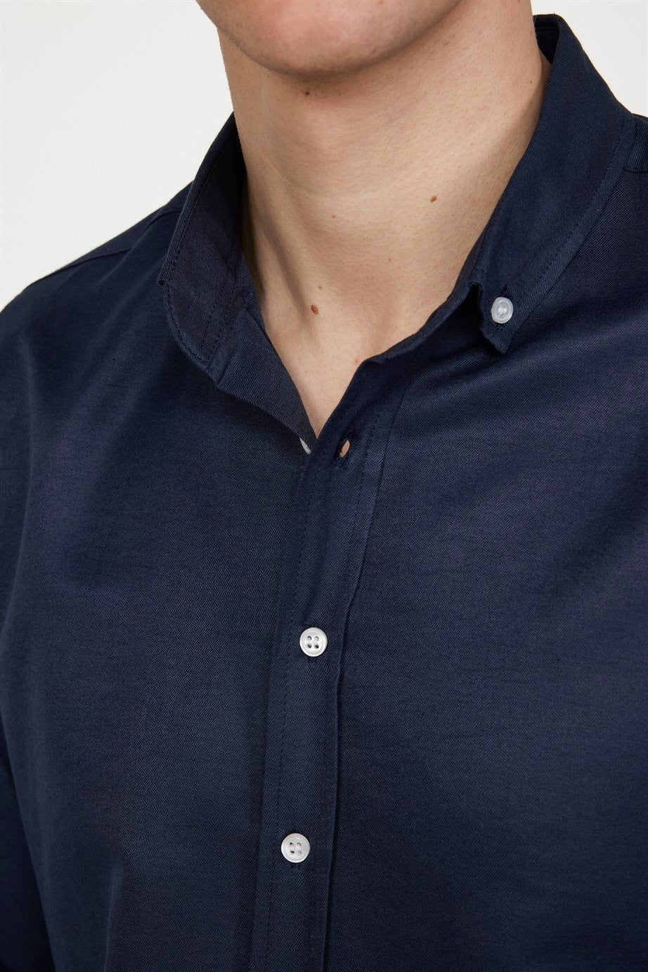 Chemise en coton ajustée à col boutonné - GABARDIN - Marine