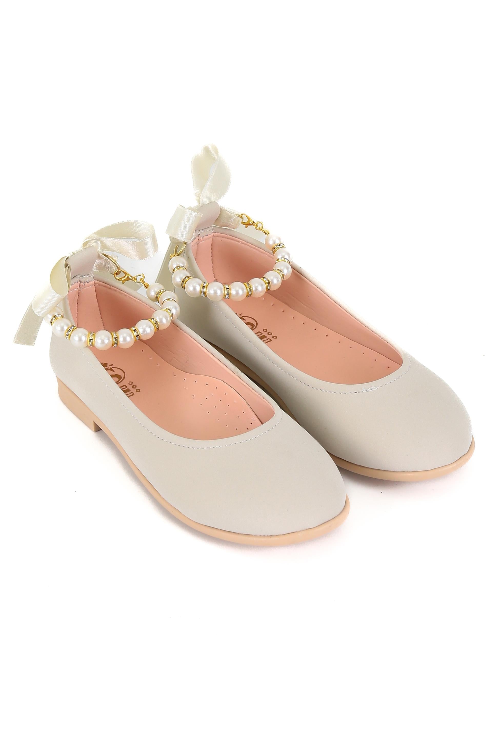 Mädchen Perlen Flache Mary Jane Schuhe - ISABEL - Beige