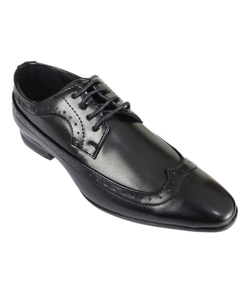 Jungen Schnür-Wingtip Brogue Schuhe - Schwarz