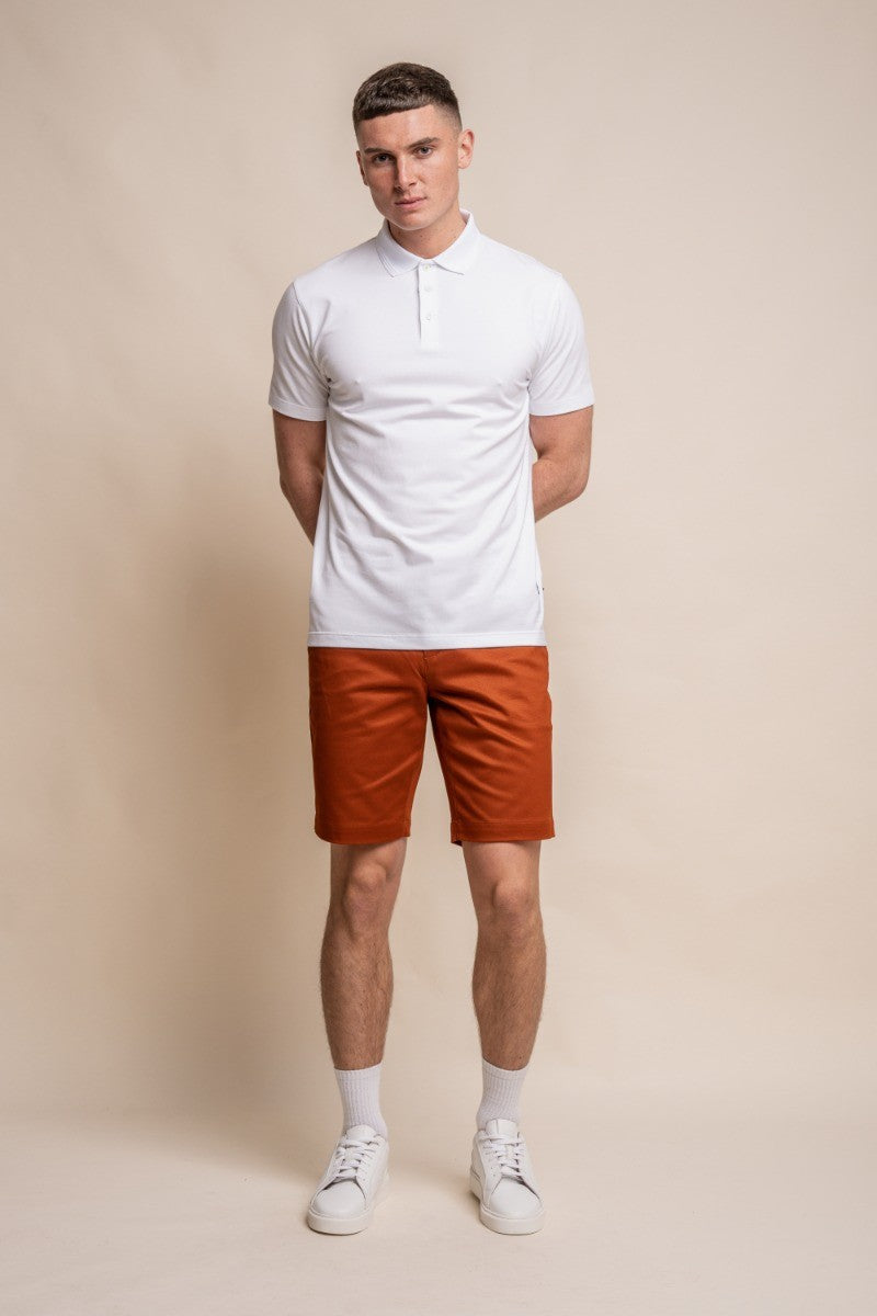 Herren Baumwolle Casual Slim Fit Chino Shorts - DAKOTA - Rostziegel