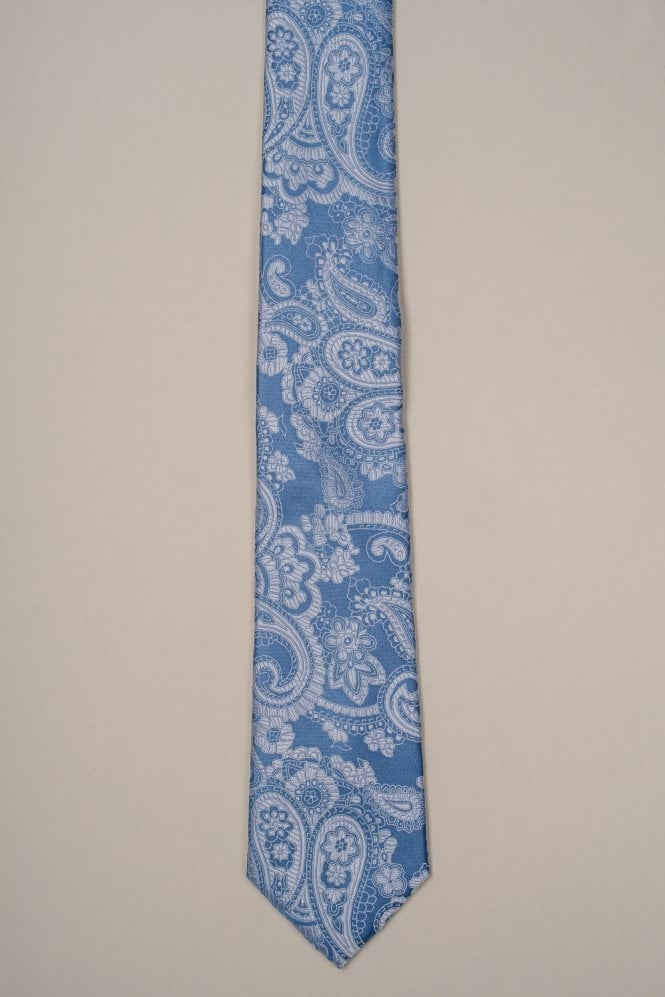 Ensemble de cravate à motifs floraux paisley pour hommes - Bleu Aqua