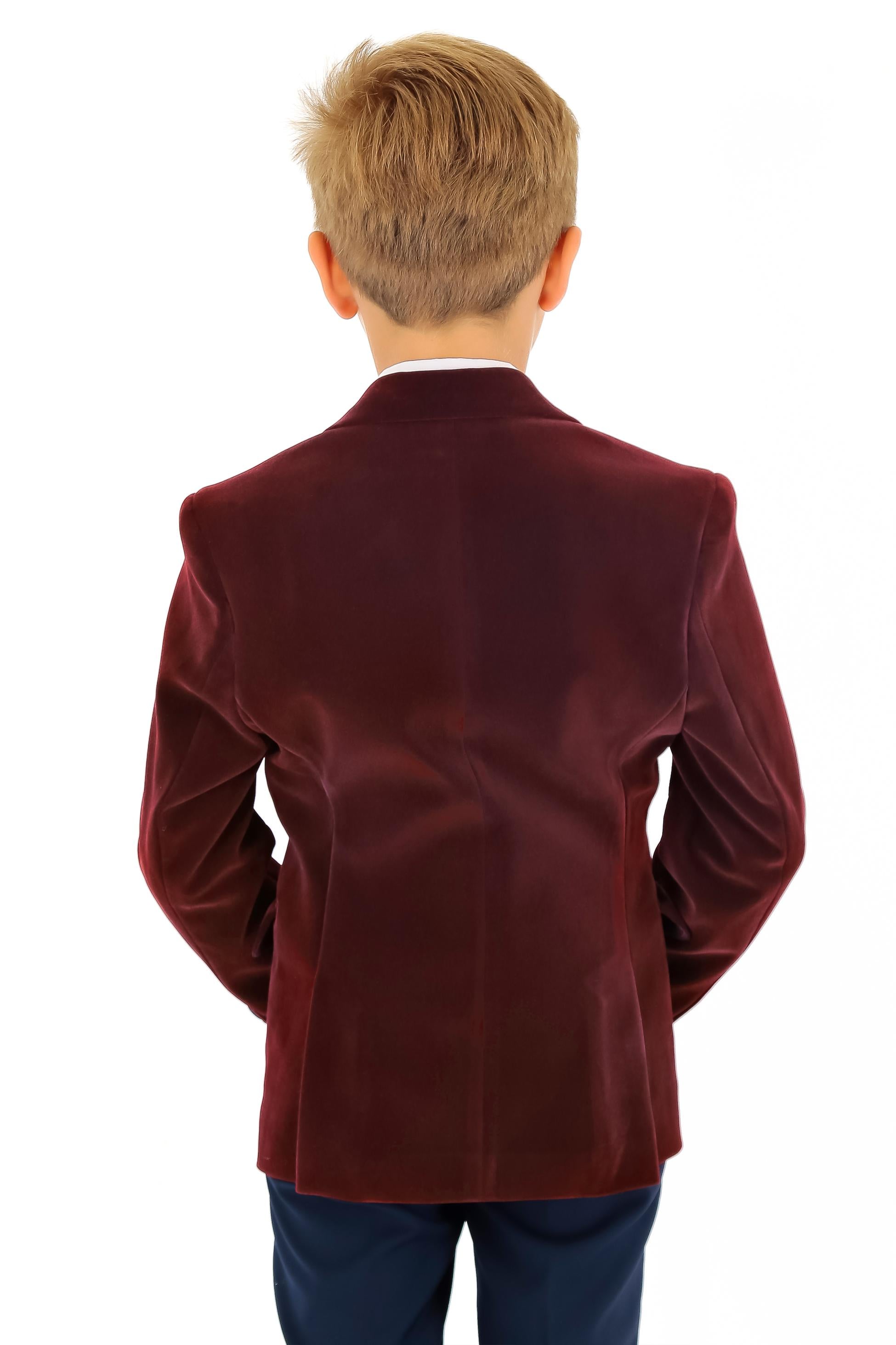 Jungen Samt Slim Fit Formal Blazer - Hackney - Burgunder