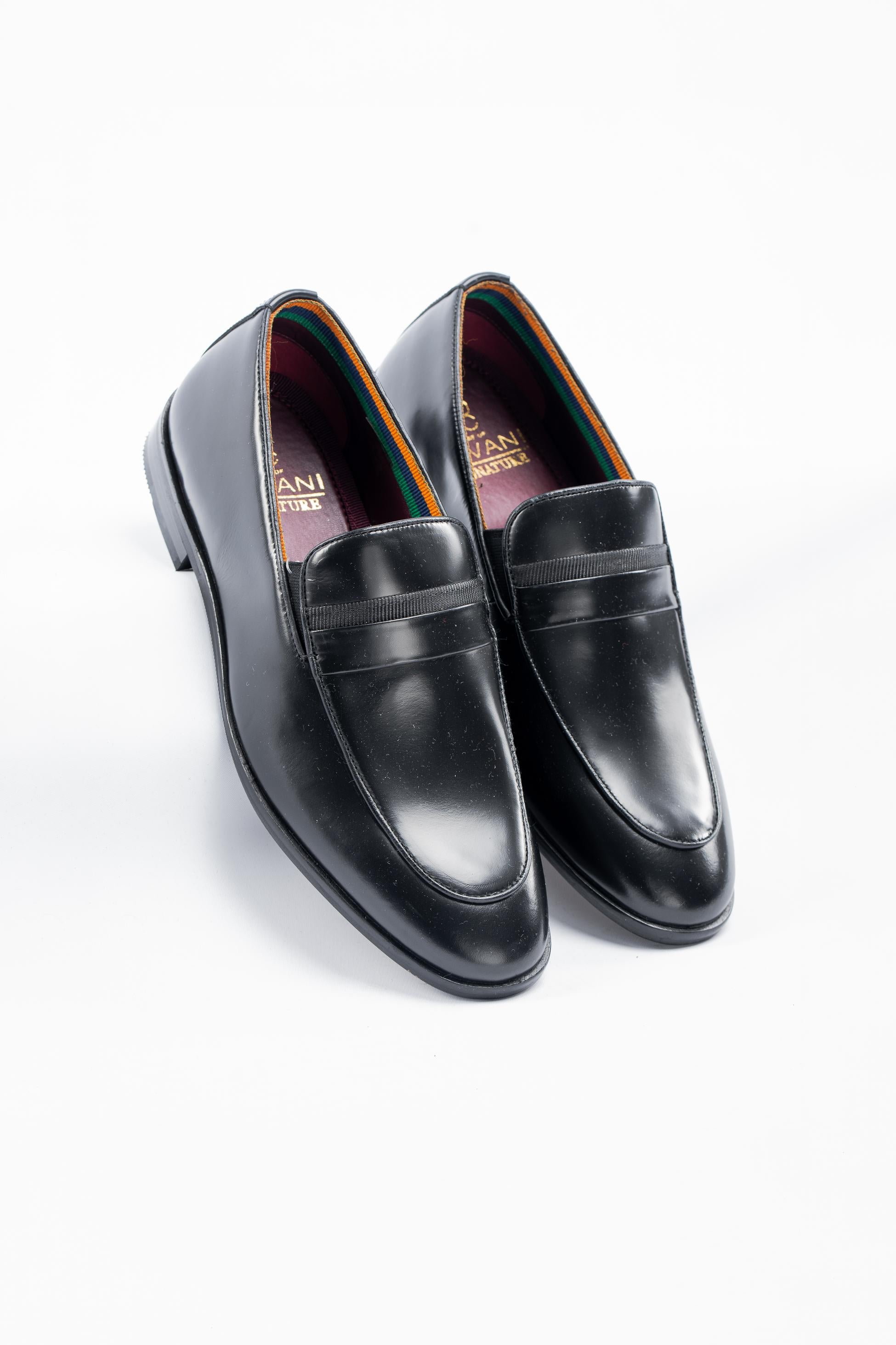 Men's Classic Black Slip On Loafers - RENO - Black