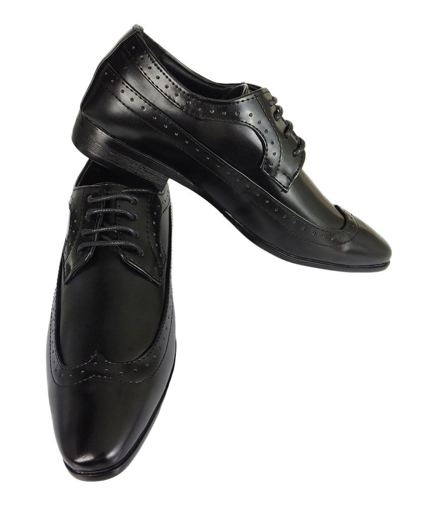 Chaussures Brogues à Bout Rond à Lacets pour Garçons - Noir