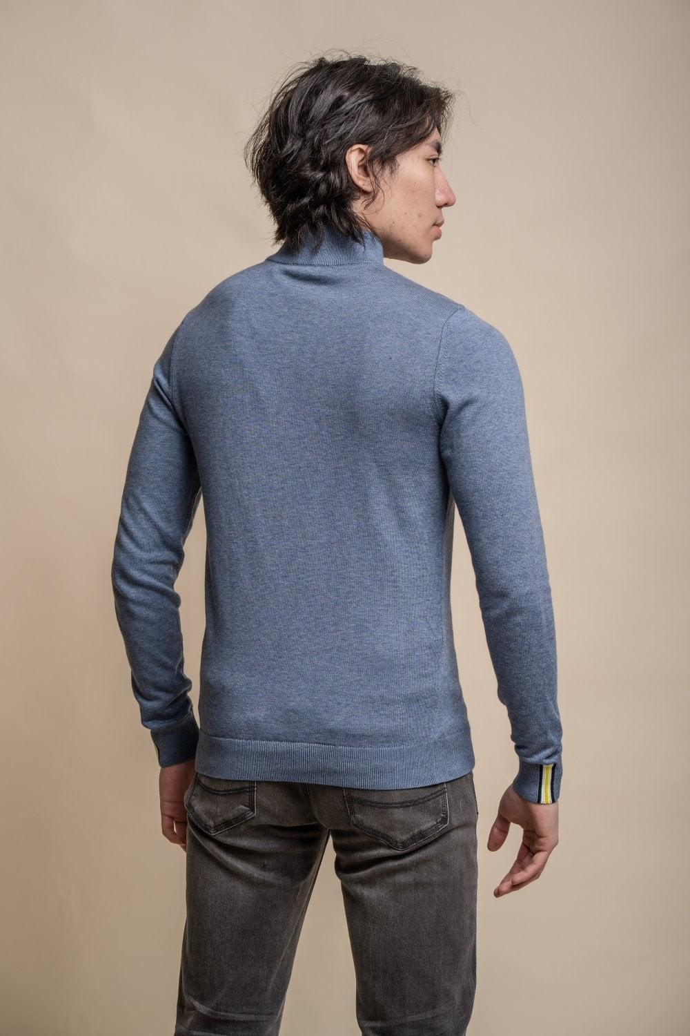 Pull en coton décontracté à demi-zip pour hommes - AVANTI - Bleu Air Force