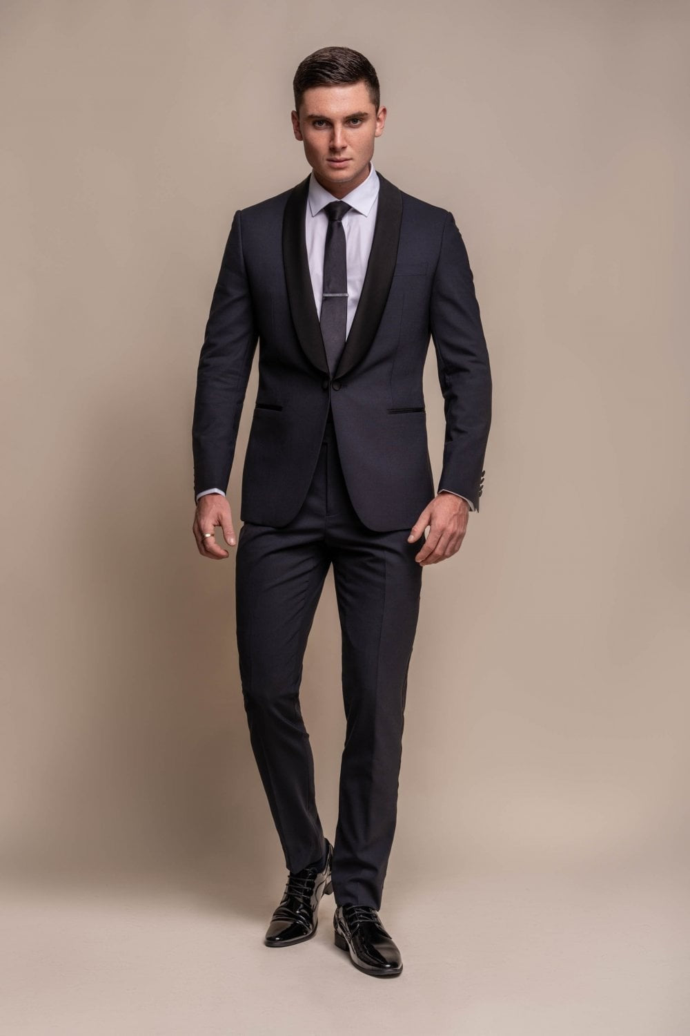 Men's Slim Fit Wool Blend Tuxedo Dinner Suit - ASPEN - Midnight Navy