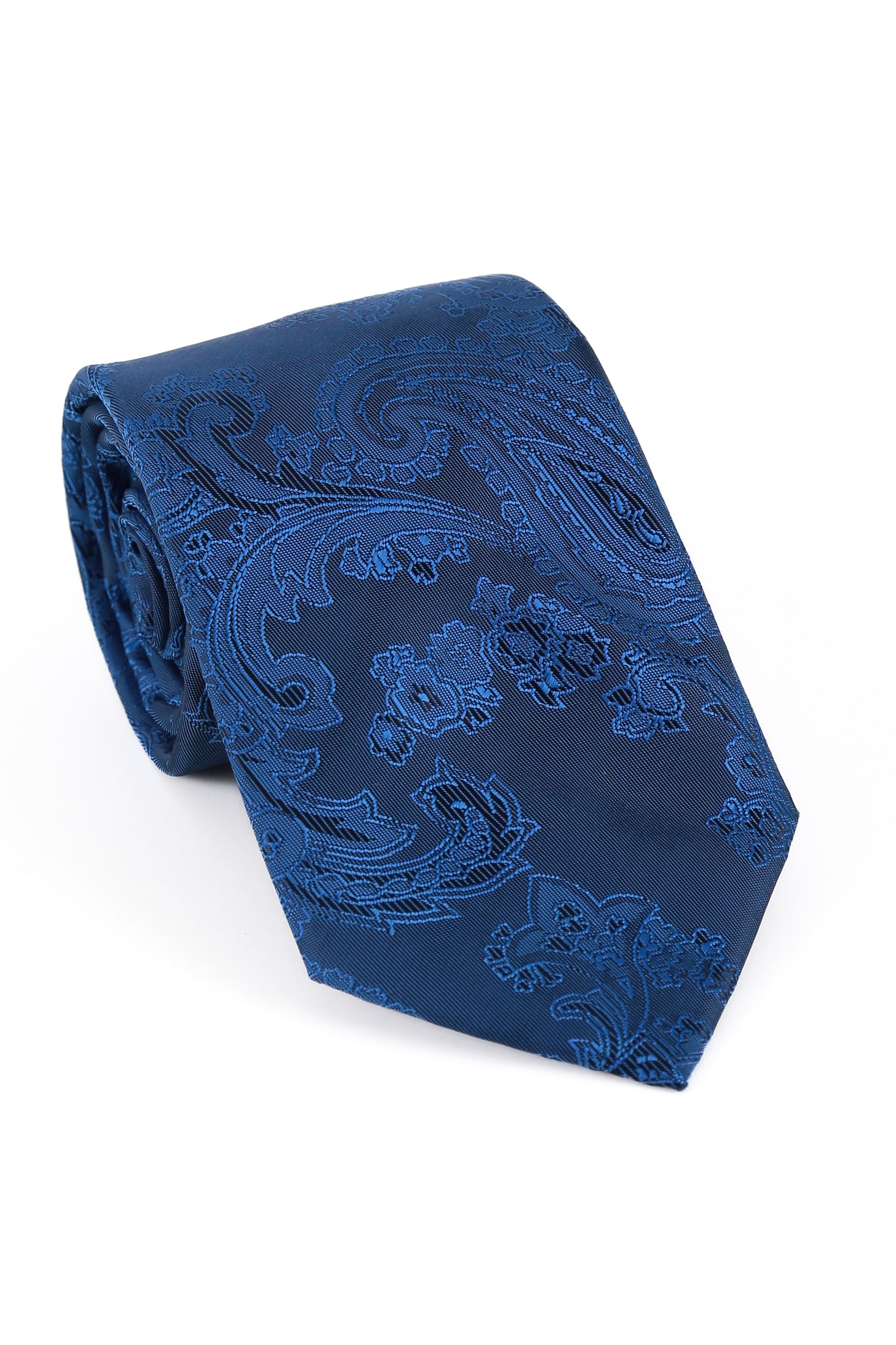 Ensemble cravate et boutons de manchette paisley pour hommes - Bleu royal