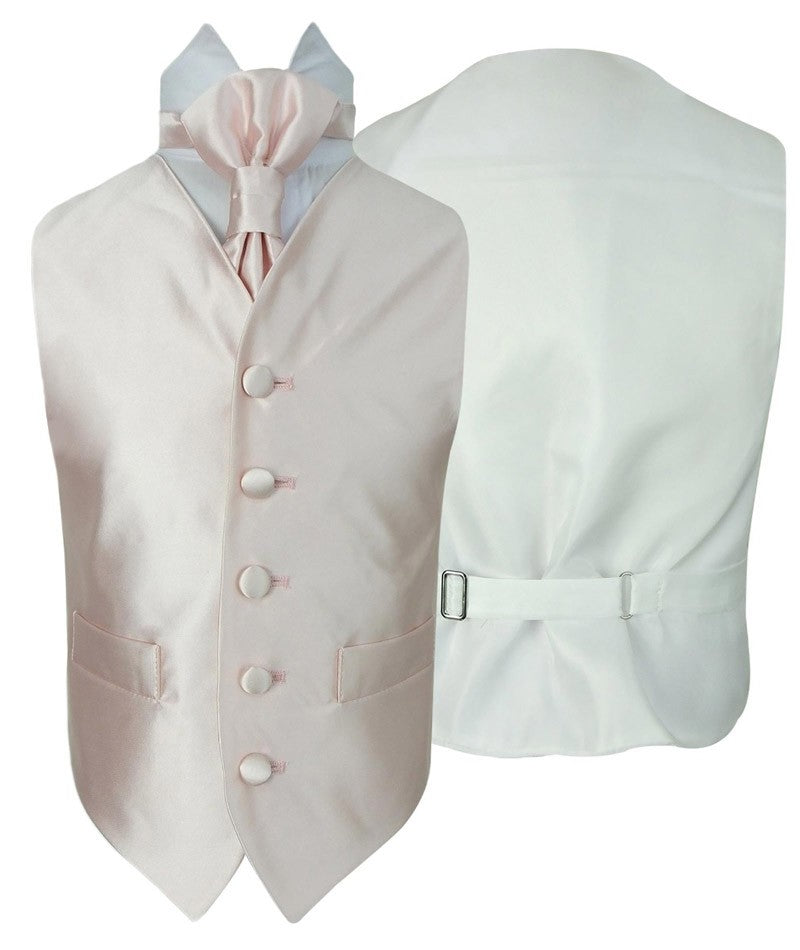 Ensemble Gilet en Satin et Cravate Réglable pour Garçons - Rose