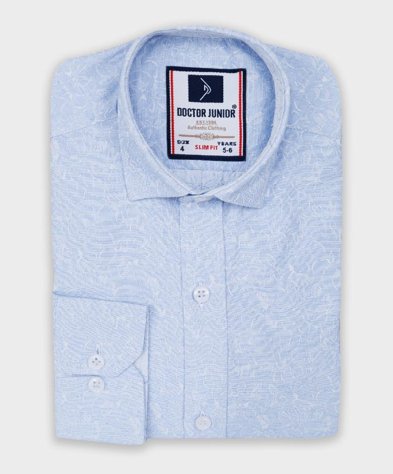 Chemise à Motifs Floraux Slim Fit pour Garçons - Bleu Clair