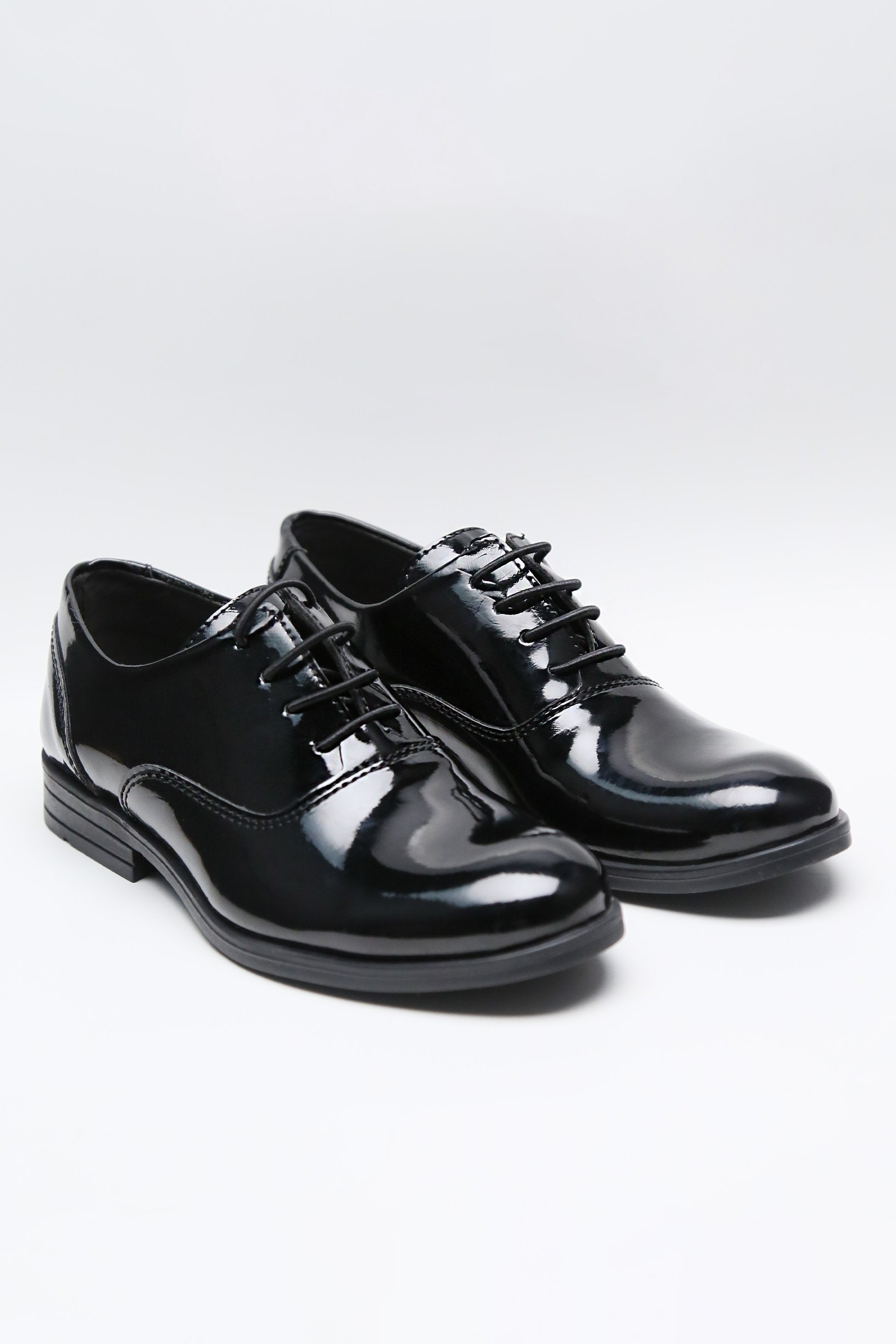 Jungen Patentierte schwarze Schnür-Oxford Formal Schuhe - Regal - Schwarz